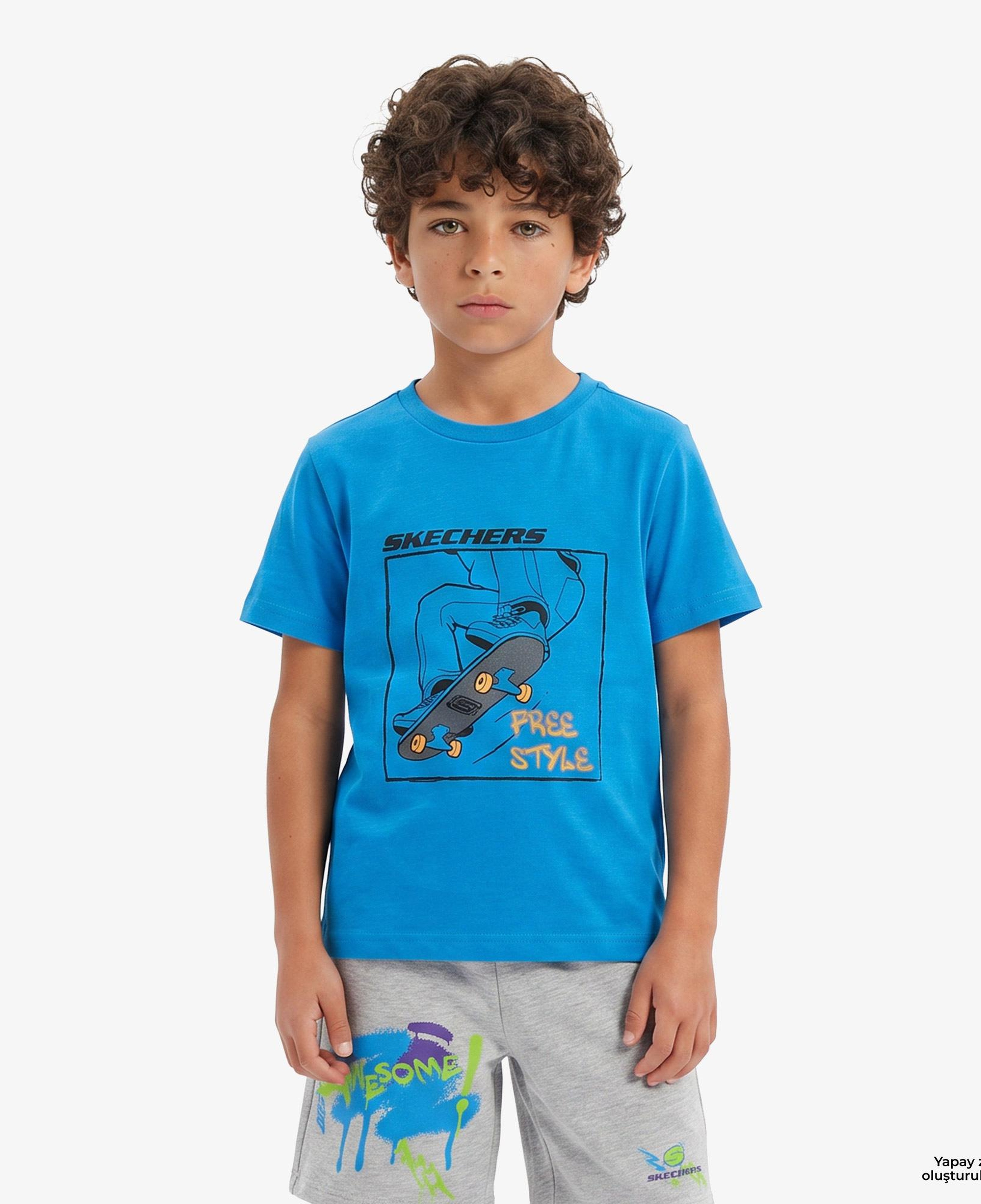 Skechers Graphic Çocuk Mavi T-Shirt