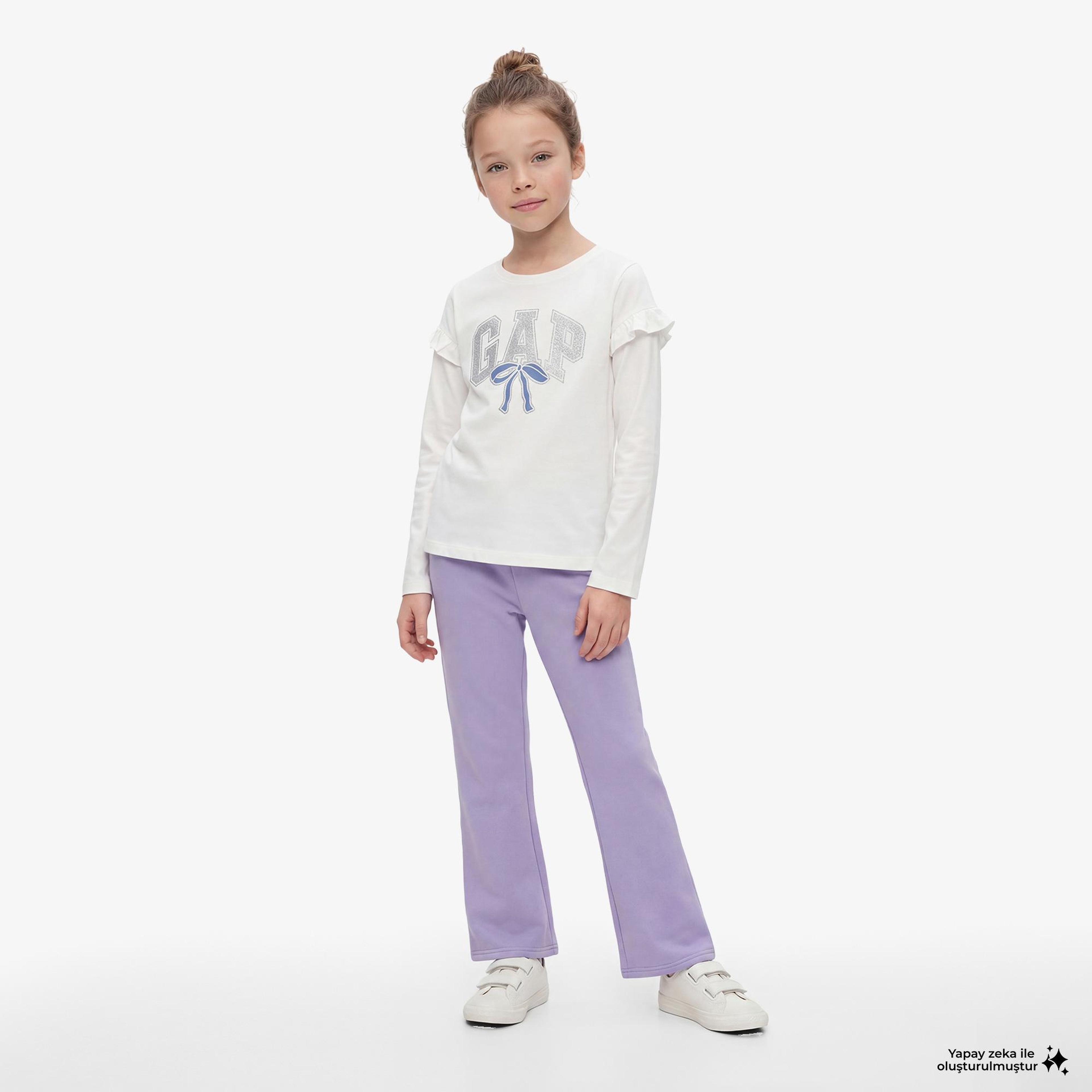 Gap V-Bootcut Logo Çocuk Mor Eşofman Altı