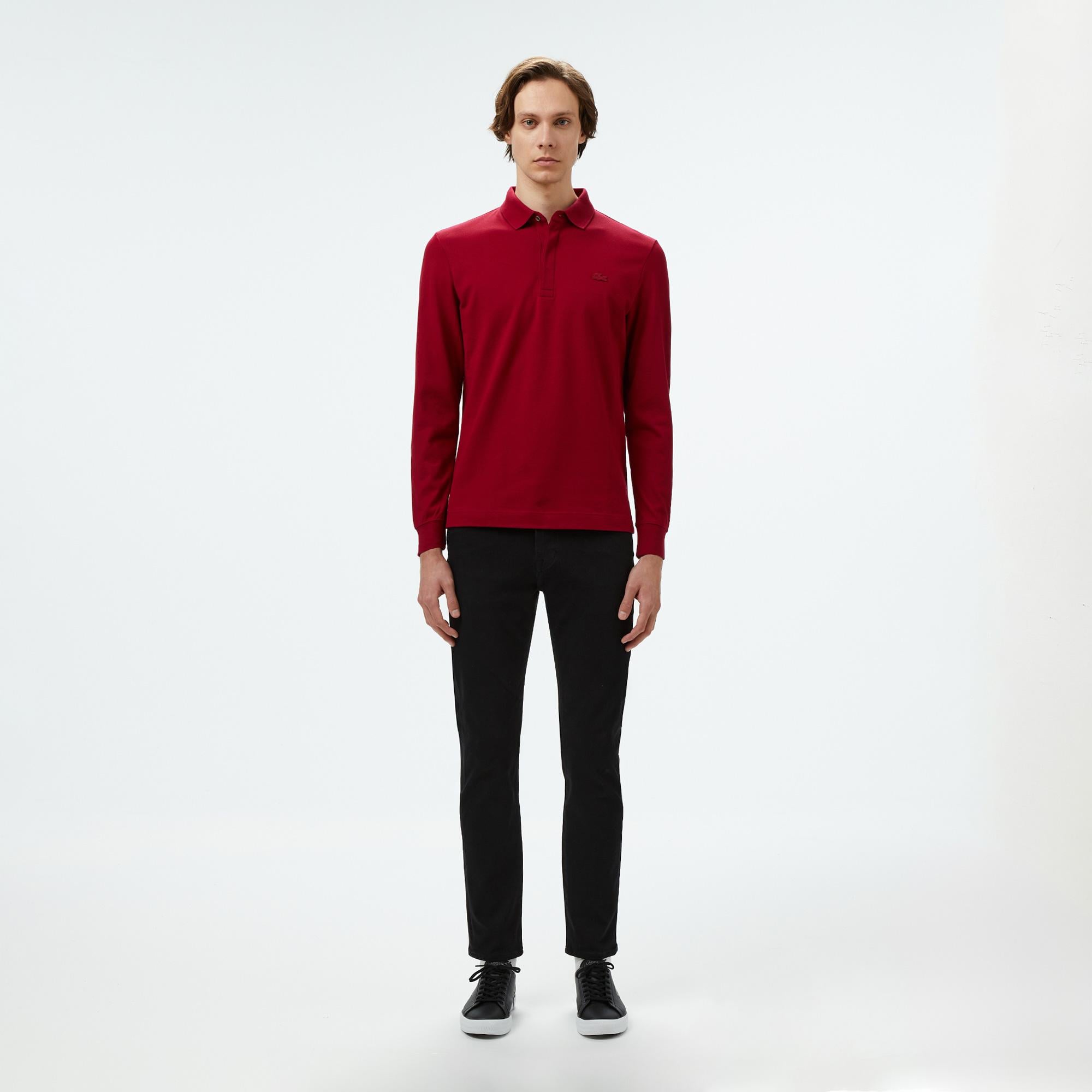 Lacoste Paris Erkek Regular Fit Uzun Kollu Bordo Polo