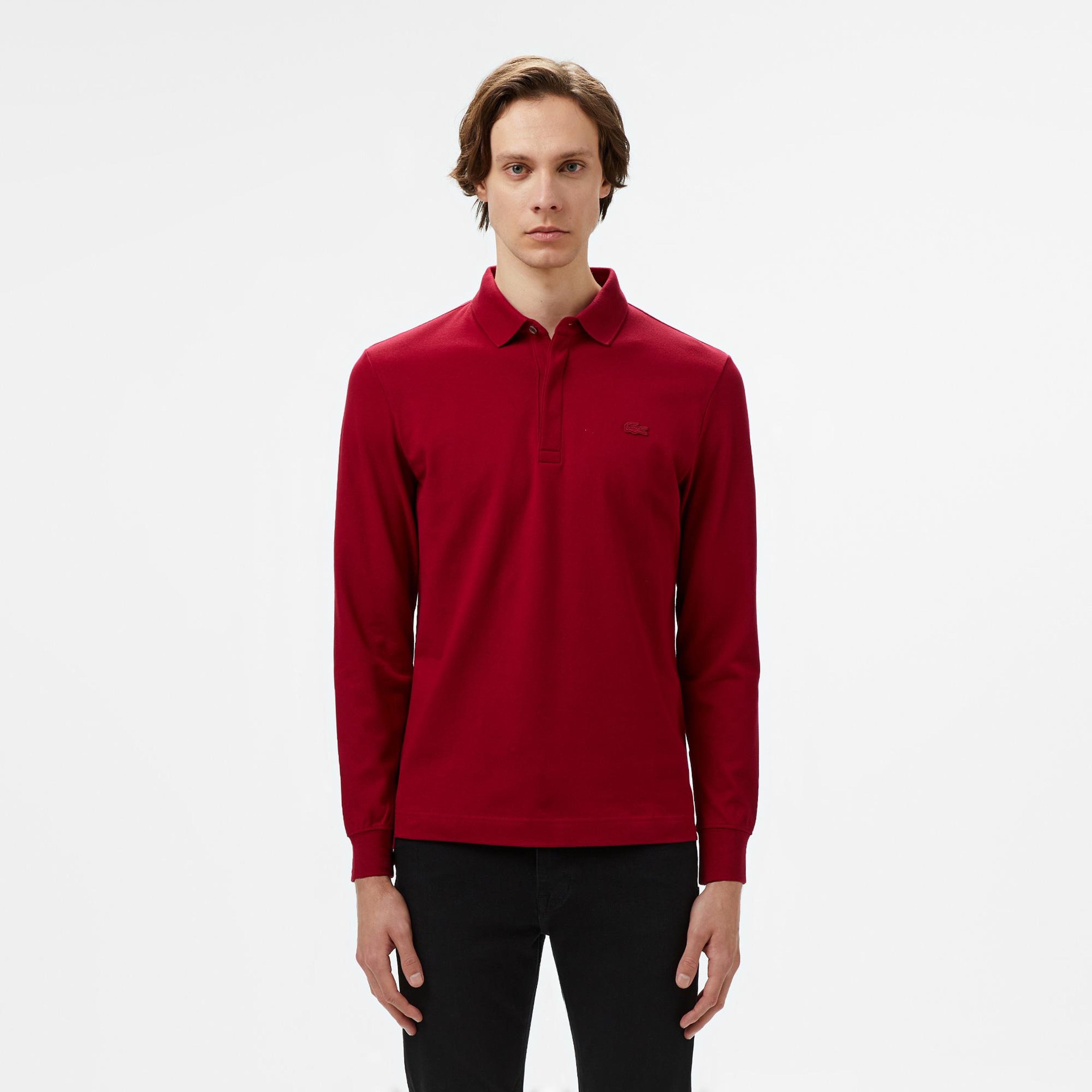 Lacoste Paris Erkek Regular Fit Uzun Kollu Bordo Polo