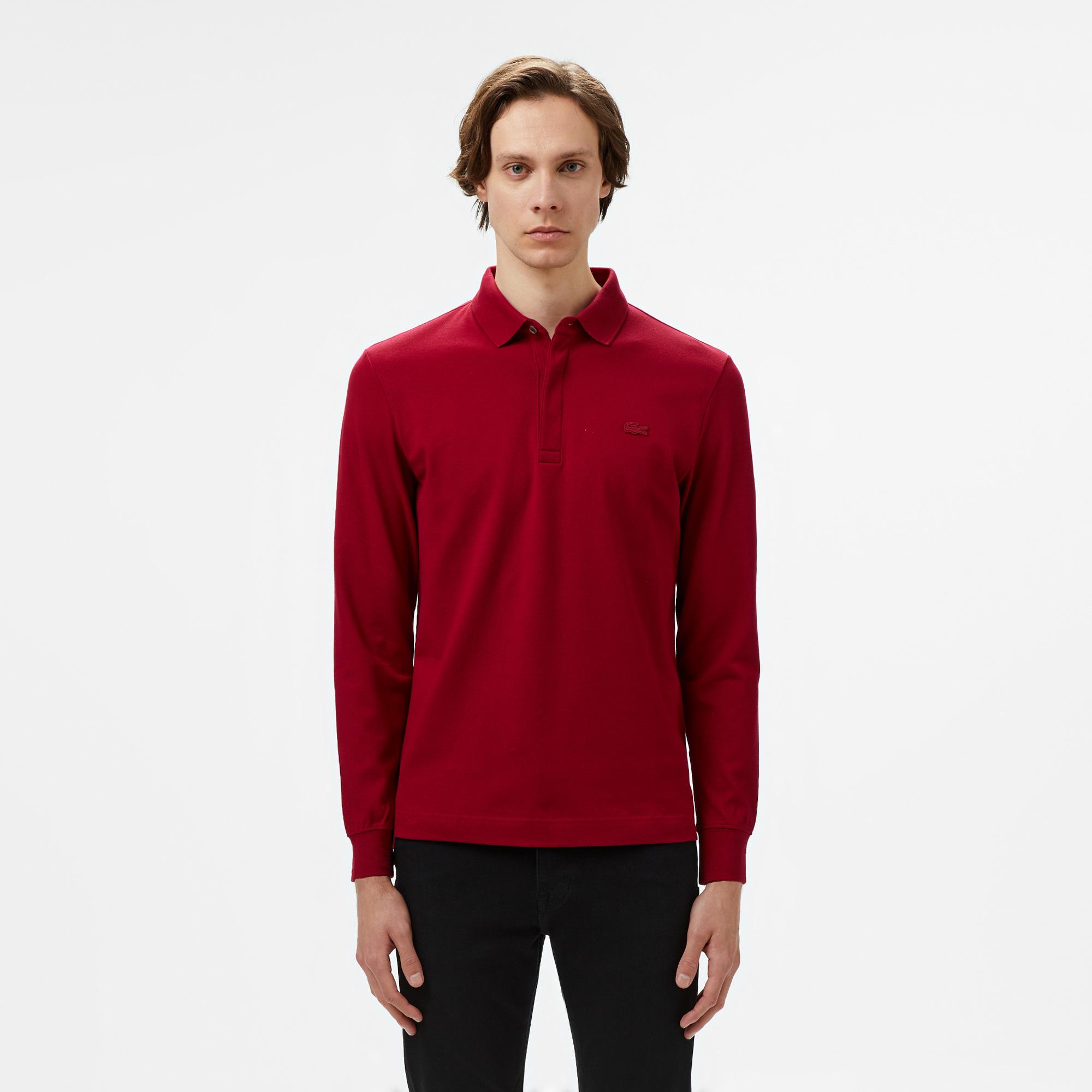 Lacoste Paris Erkek Regular Fit Uzun Kollu Bordo Polo