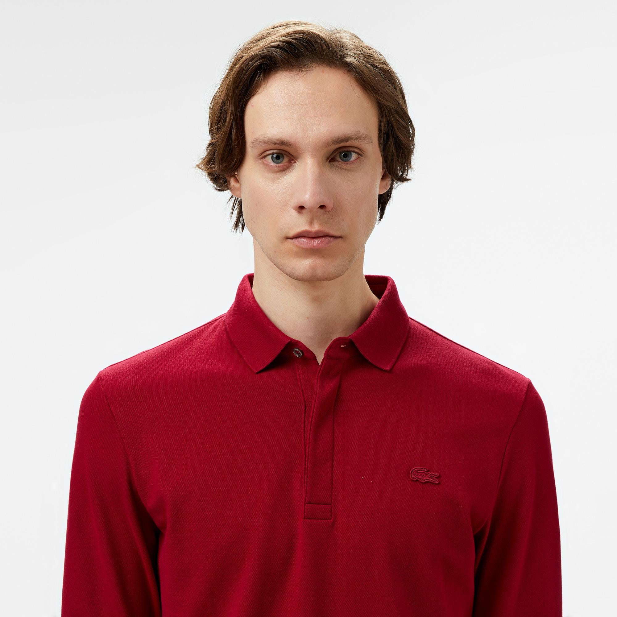 Lacoste Paris Erkek Regular Fit Uzun Kollu Bordo Polo