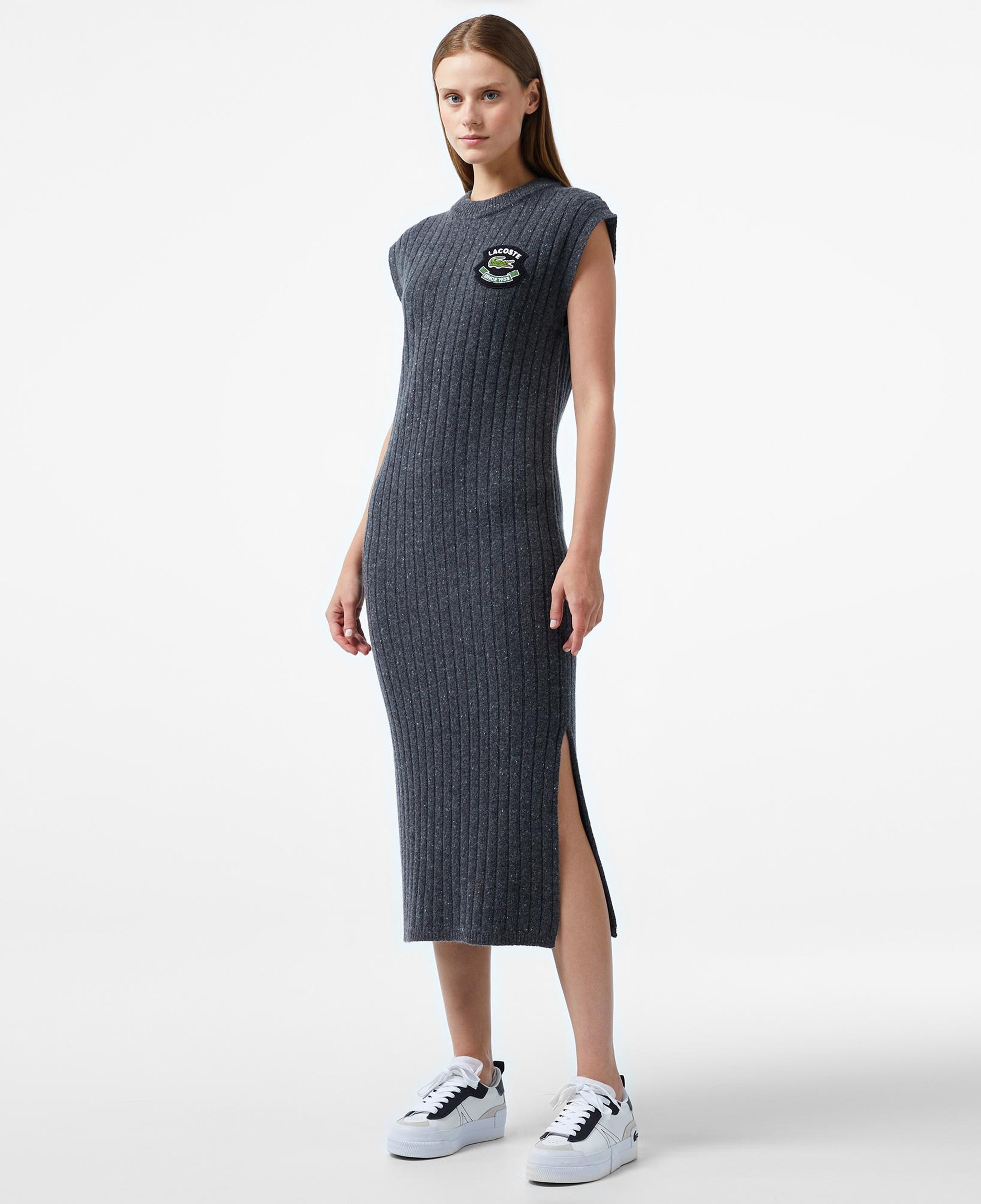 Lacoste Kadın Gri Yün Karışımlı Elbise