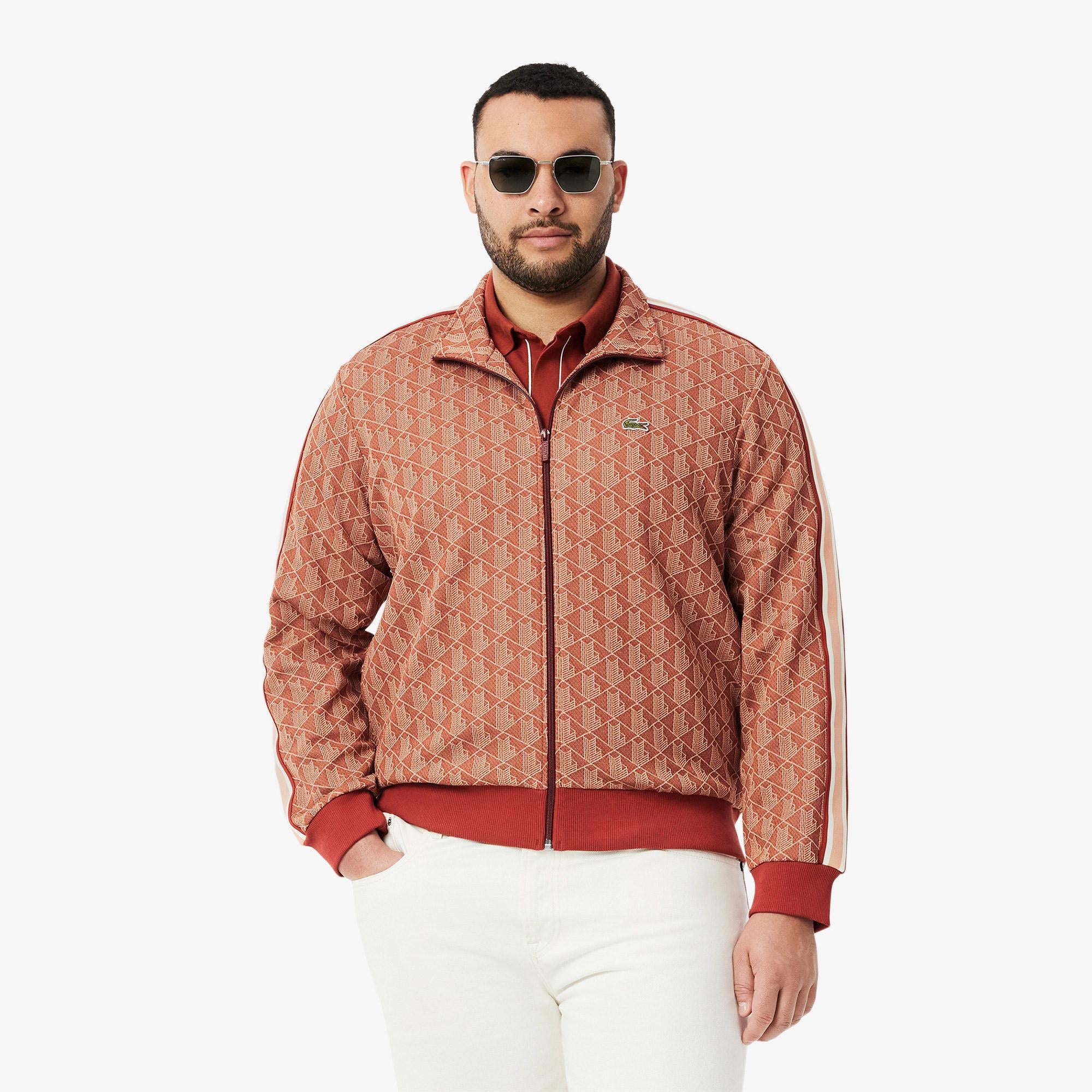 Lacoste Relaxed Fit Monogram Erkek Kahverengi Eşofman Üstü
