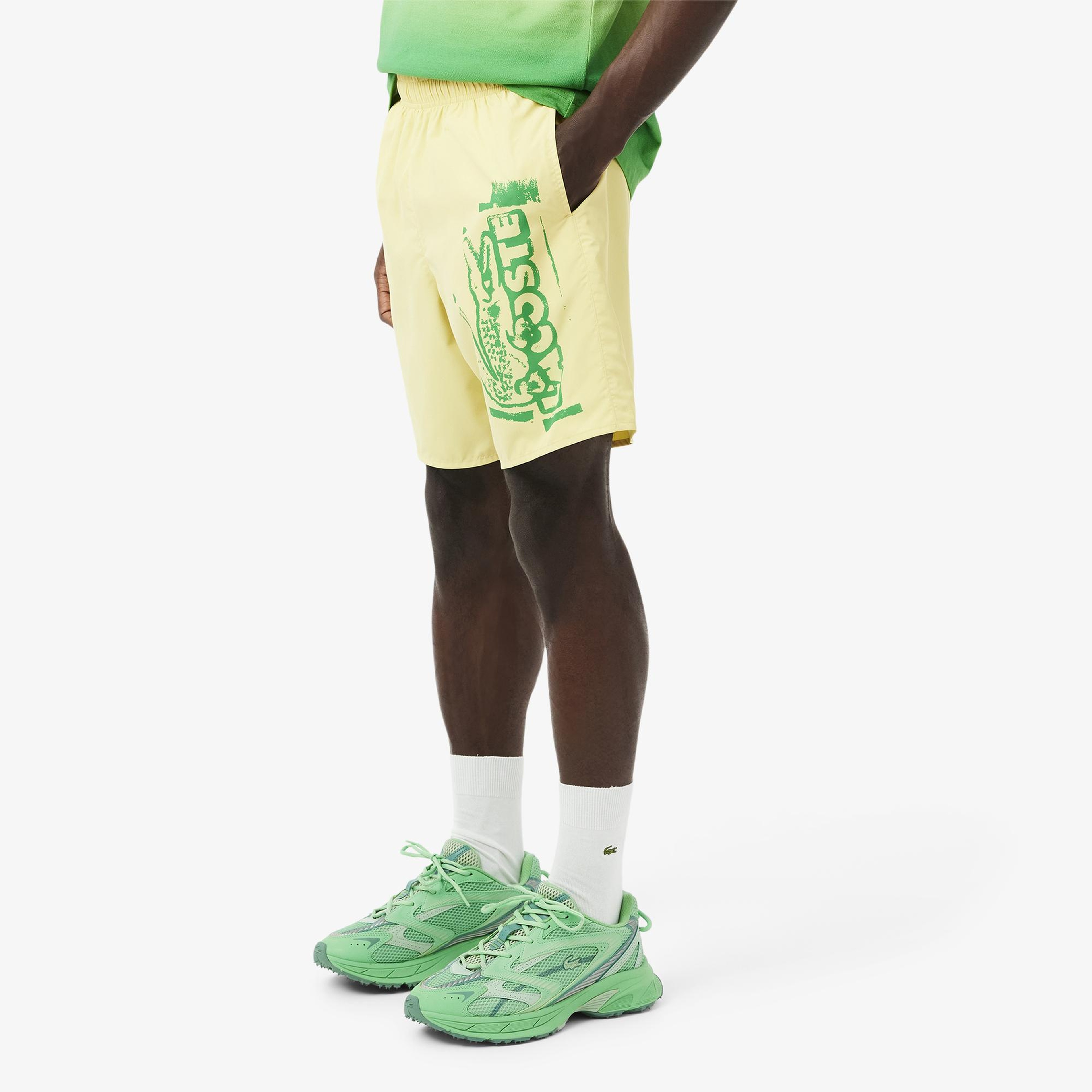 Lacoste Logo Branded Erkek Sarı Deniz Şortu