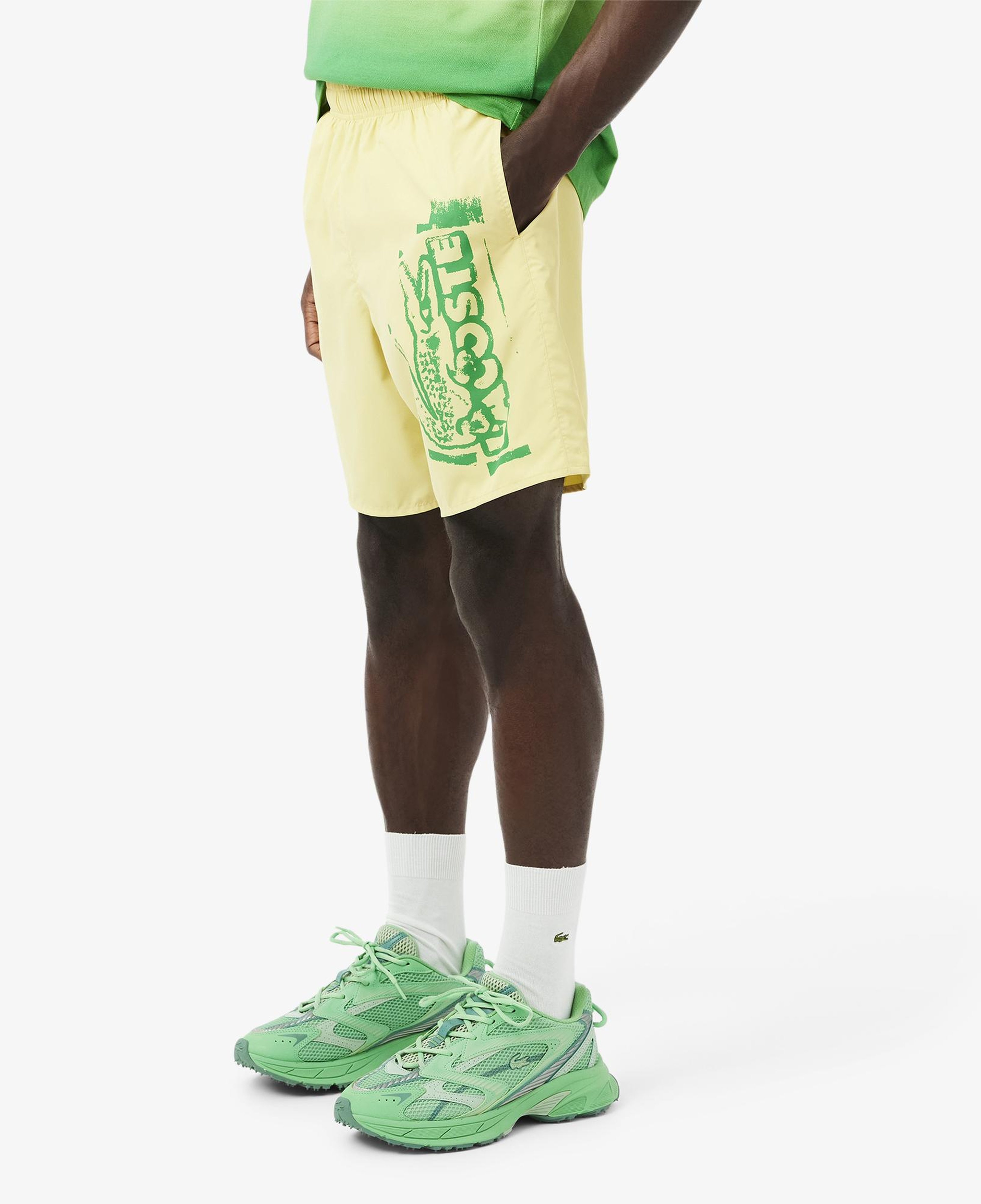 Lacoste Logo Branded Erkek Sarı Deniz Şortu