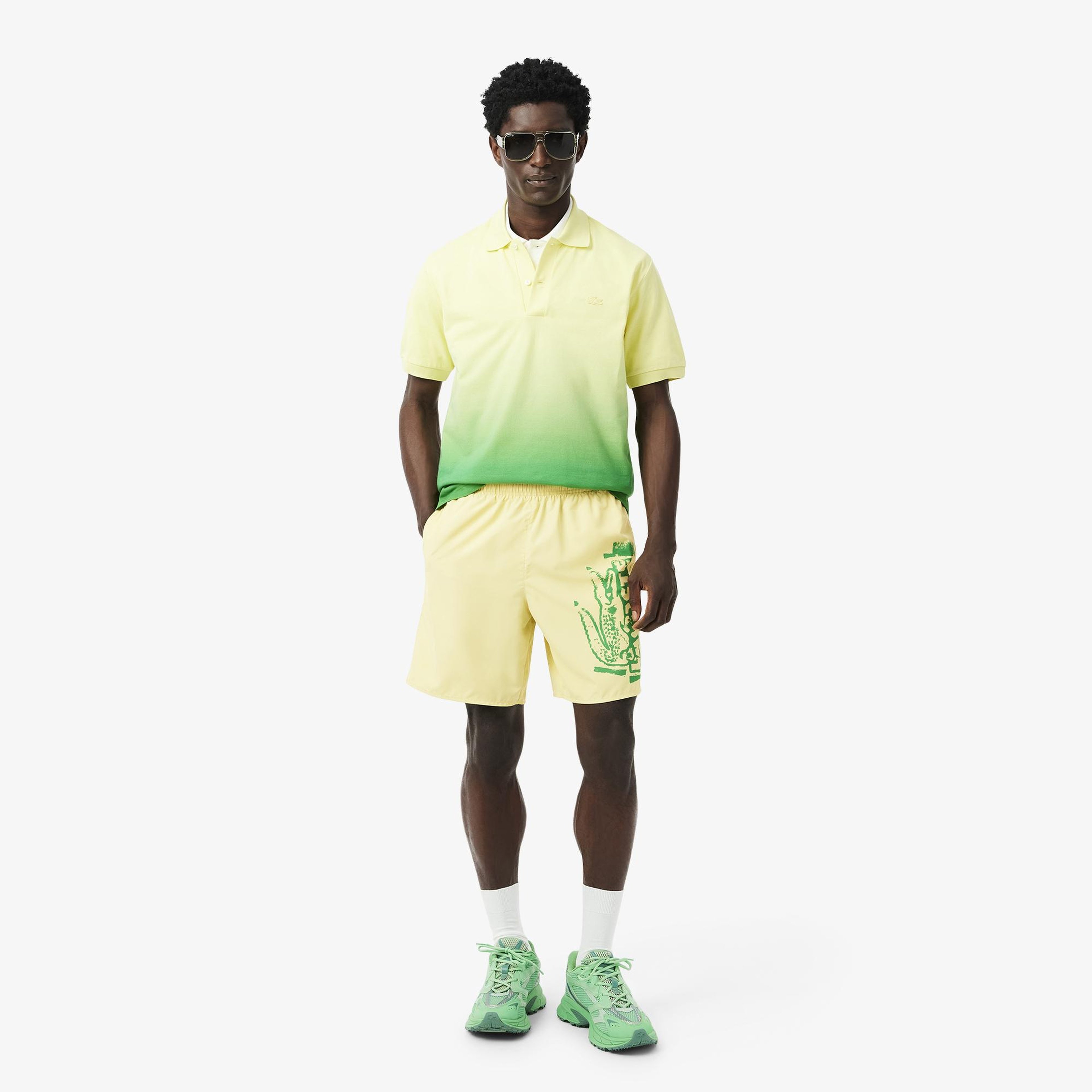Lacoste Logo Branded Erkek Sarı Deniz Şortu