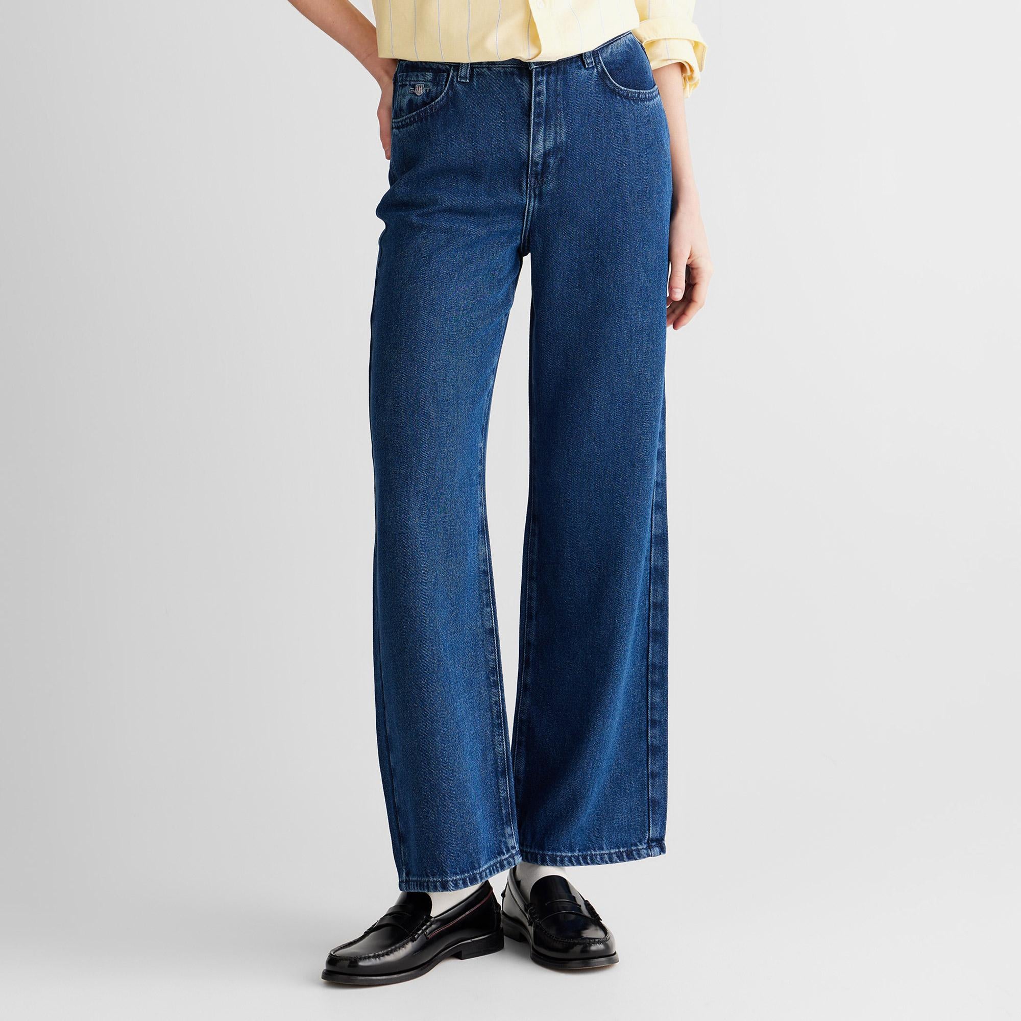 GANT Kadın Mavi Regular Fit Pantolon