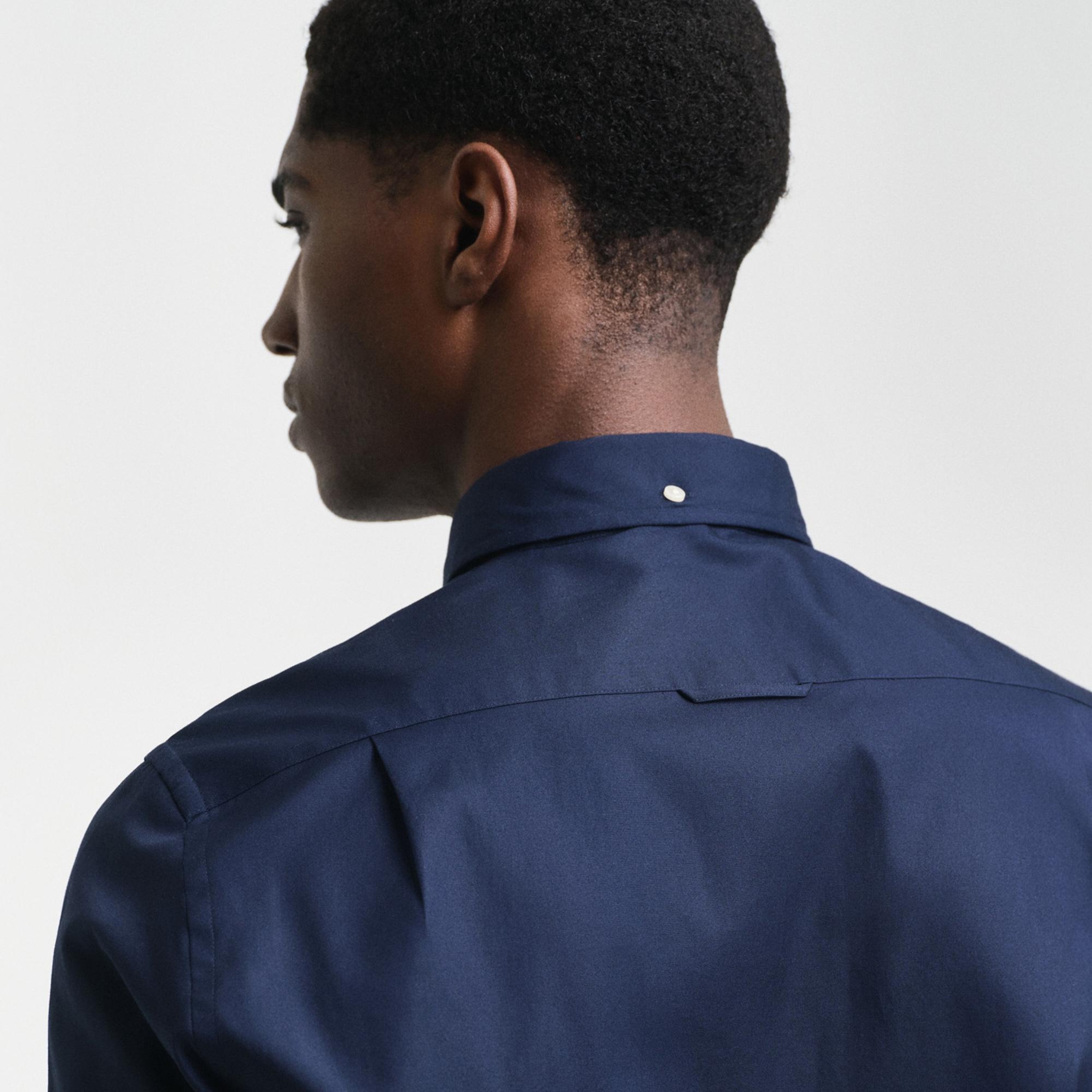 GANT Erkek Lacivert Slim Fit Düğmeli Yaka Oxford Gömlek