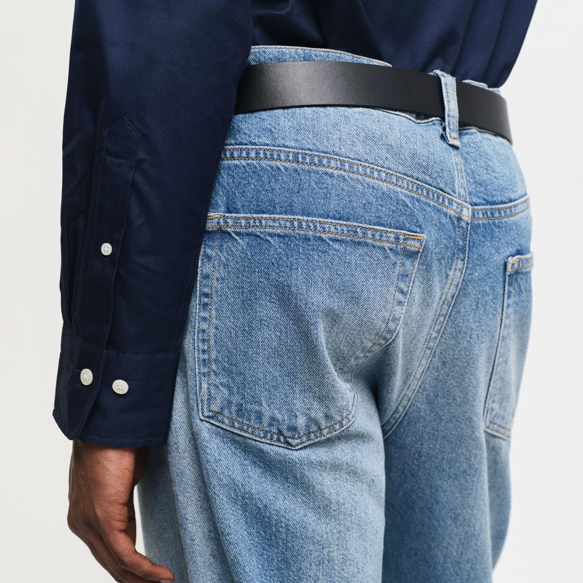 GANT Erkek Lacivert Slim Fit Düğmeli Yaka Oxford Gömlek