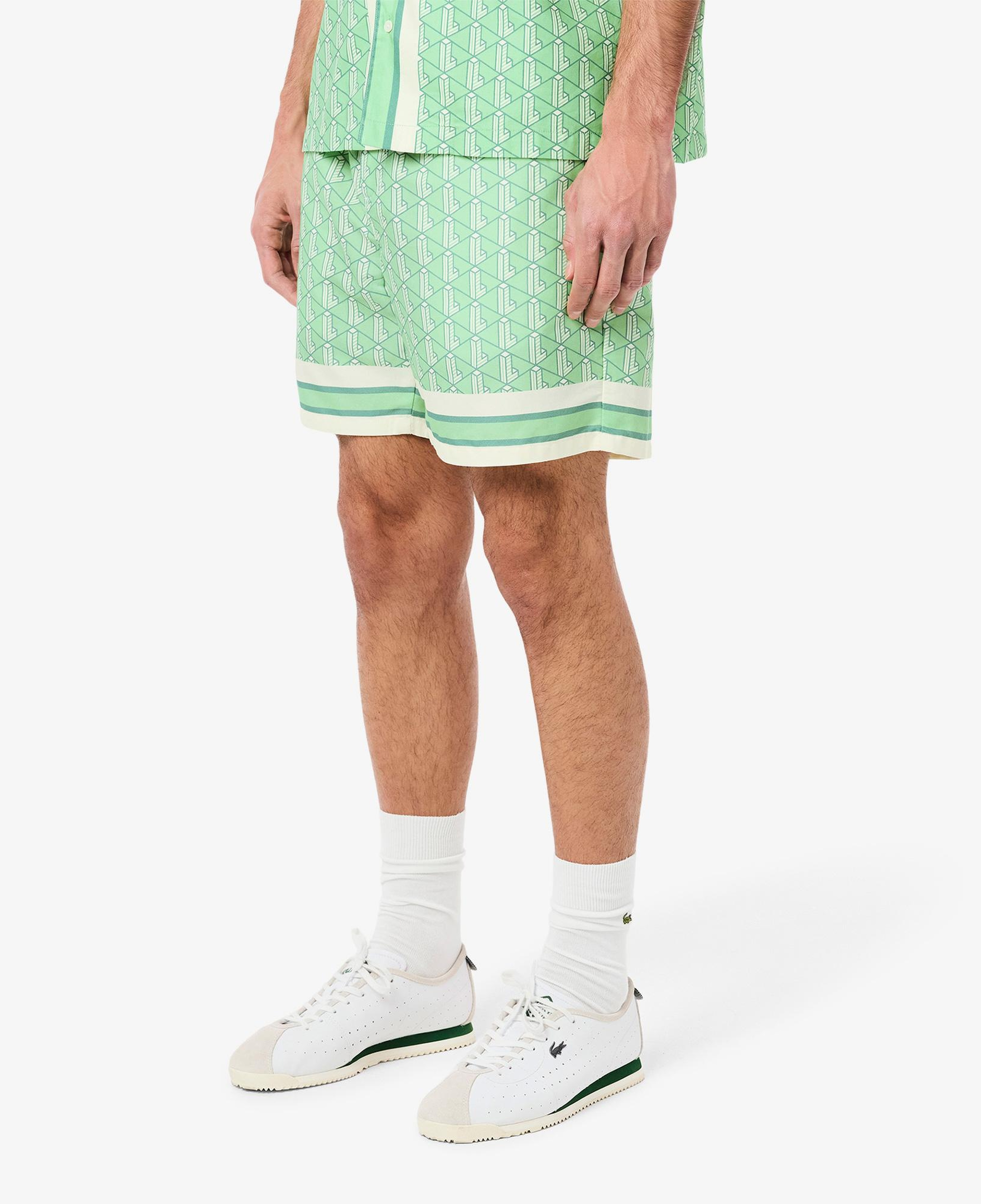 Lacoste Lightweight Monogram Print Erkek Yeşil Şort