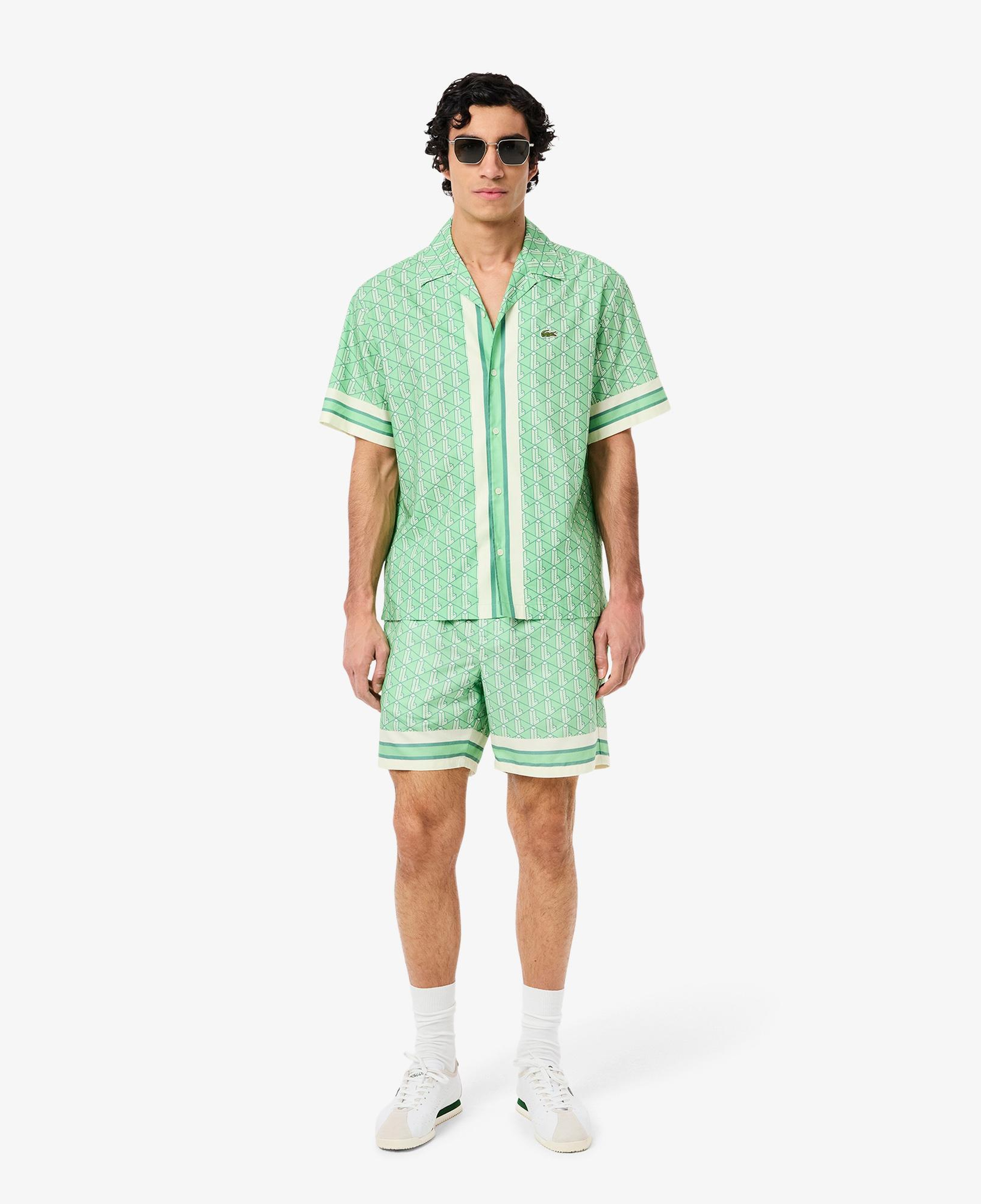 Lacoste Lightweight Monogram Print Erkek Yeşil Şort