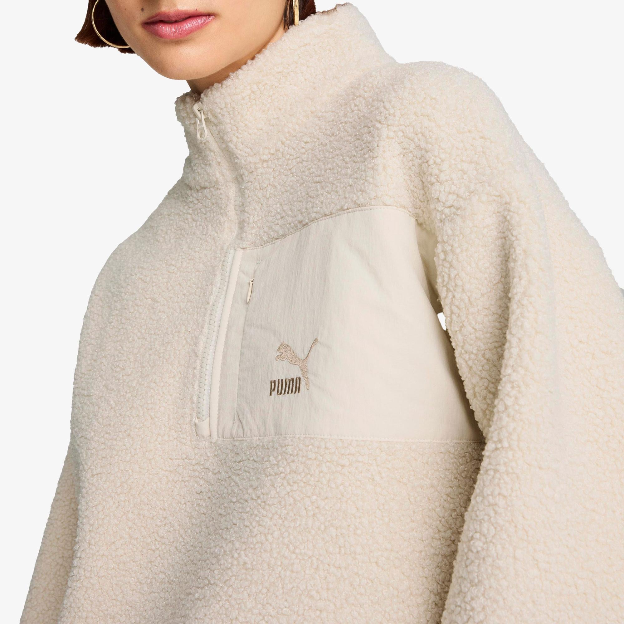 Puma Classics Winterized Half-Zip Kadın Krem Polar Sweatshirt