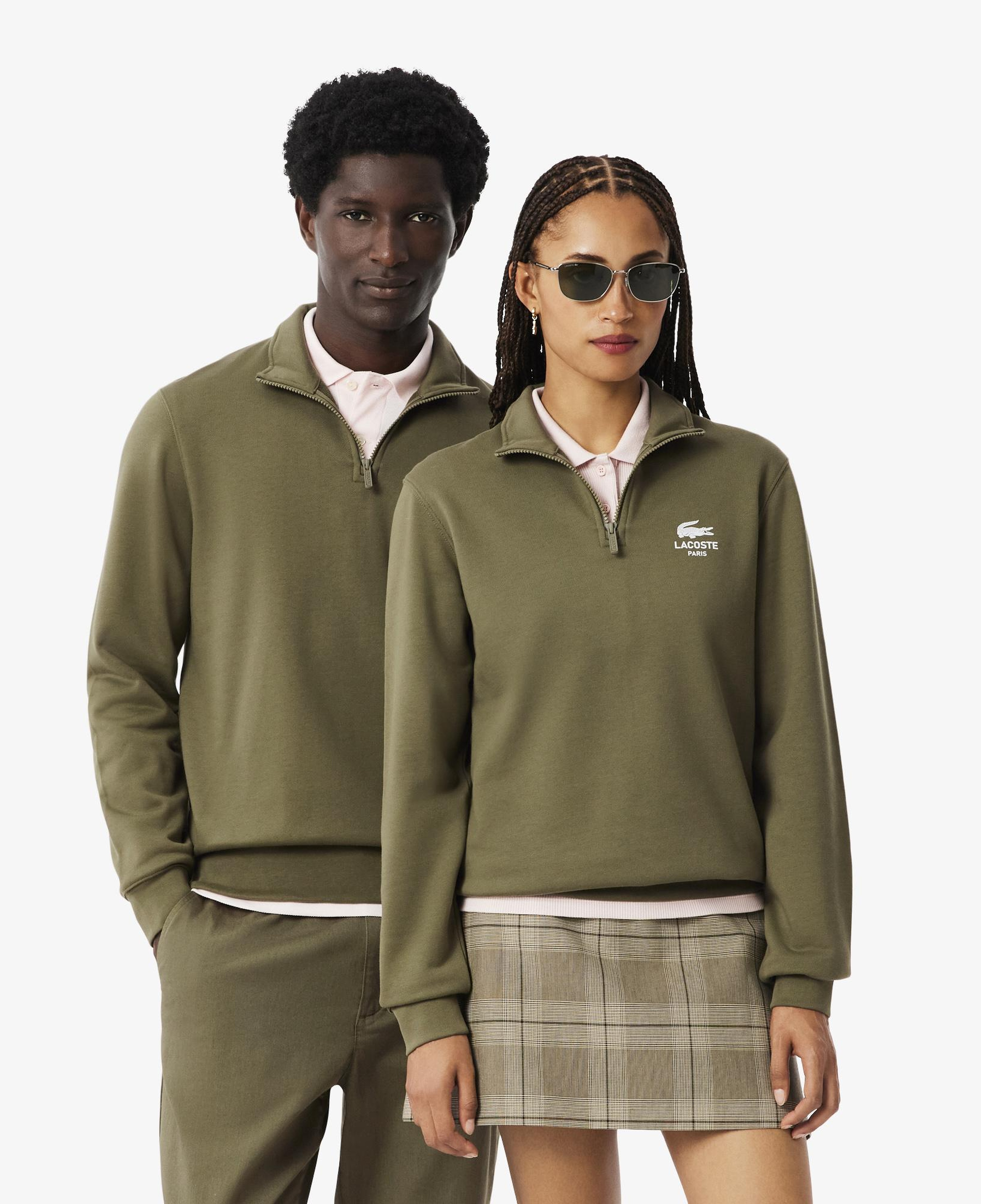 Lacoste High Neck Zip-Up Print Erkek Yeşil Sweatshirt