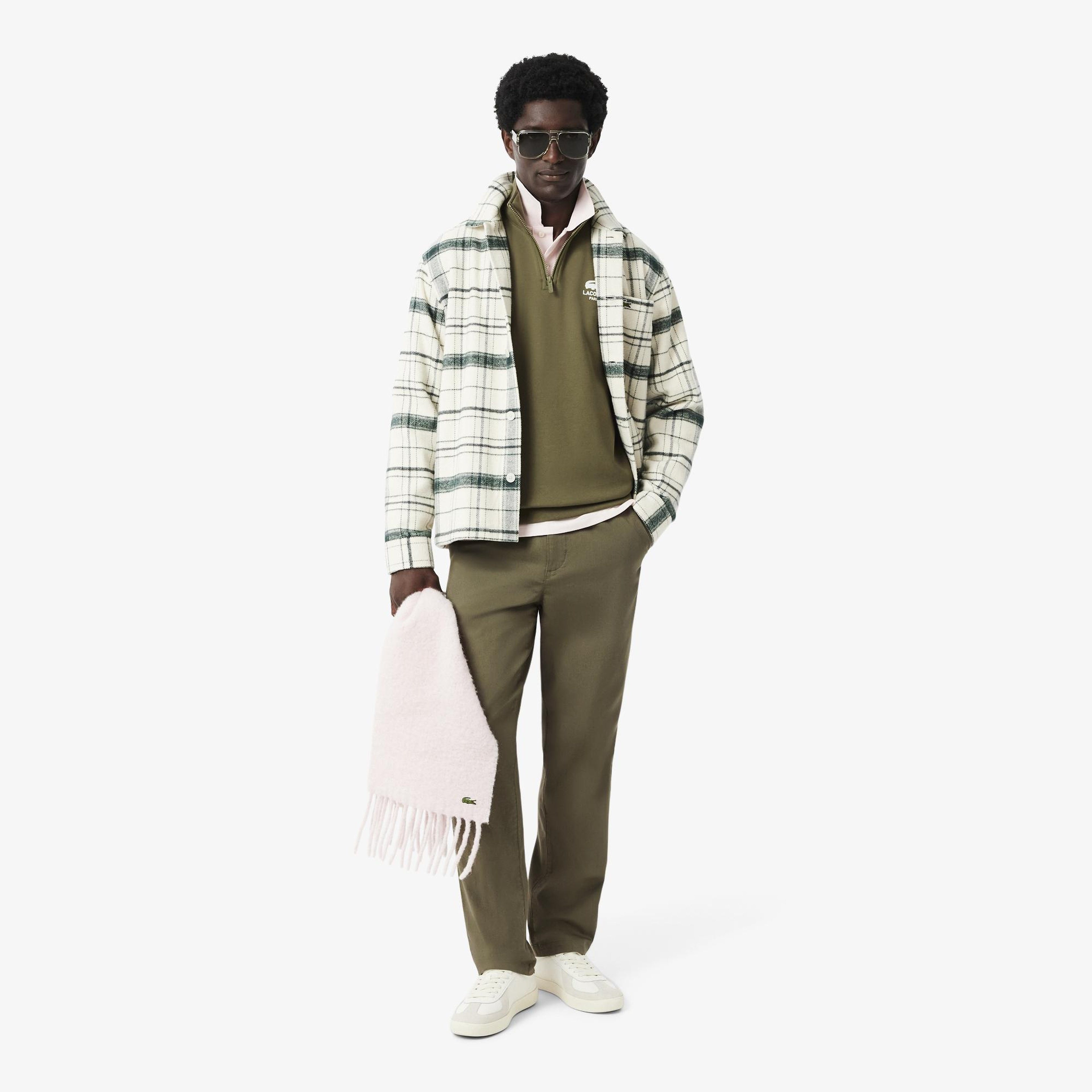 Lacoste High Neck Zip-Up Print Erkek Yeşil Sweatshirt