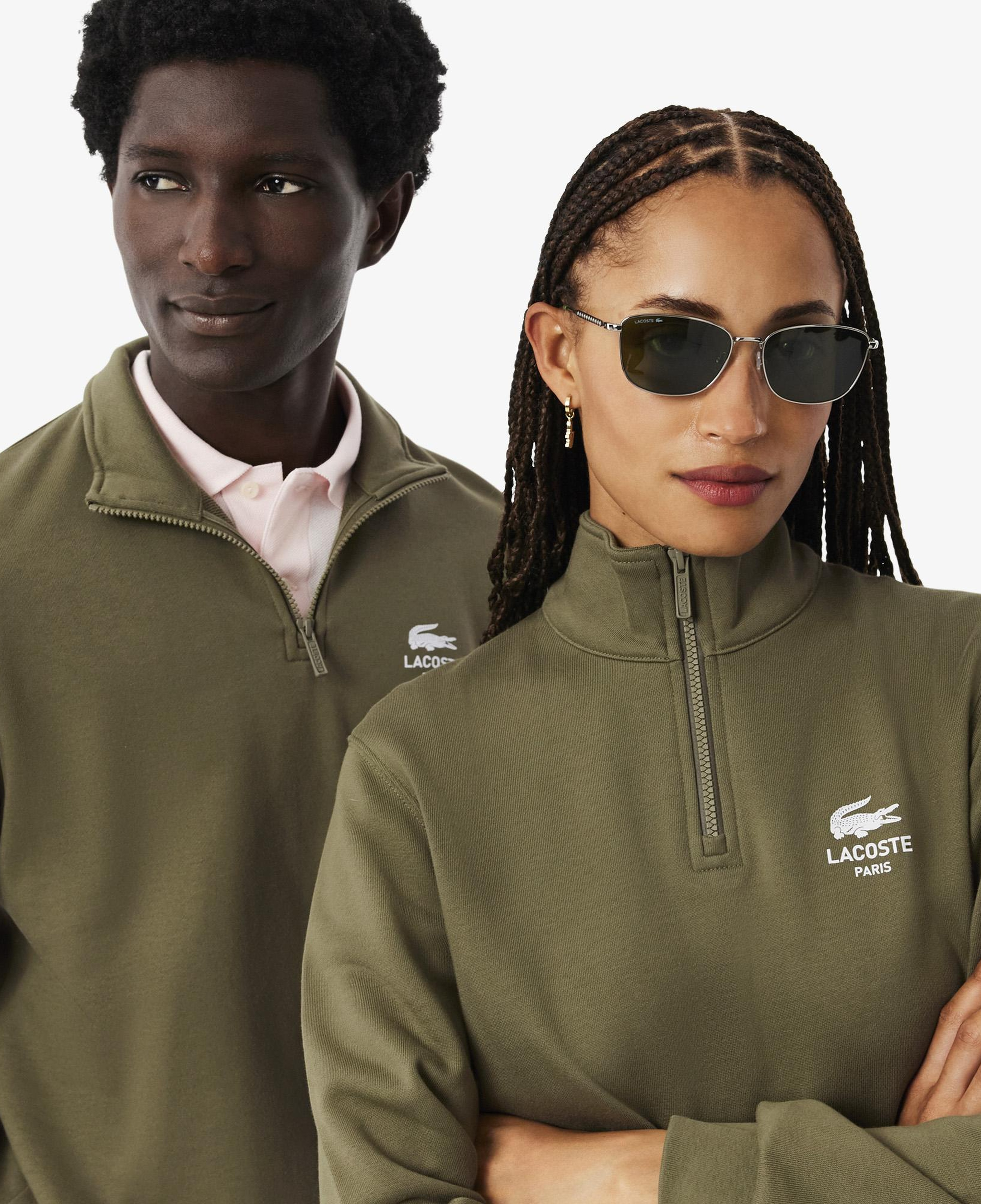 Lacoste High Neck Zip-Up Print Erkek Yeşil Sweatshirt