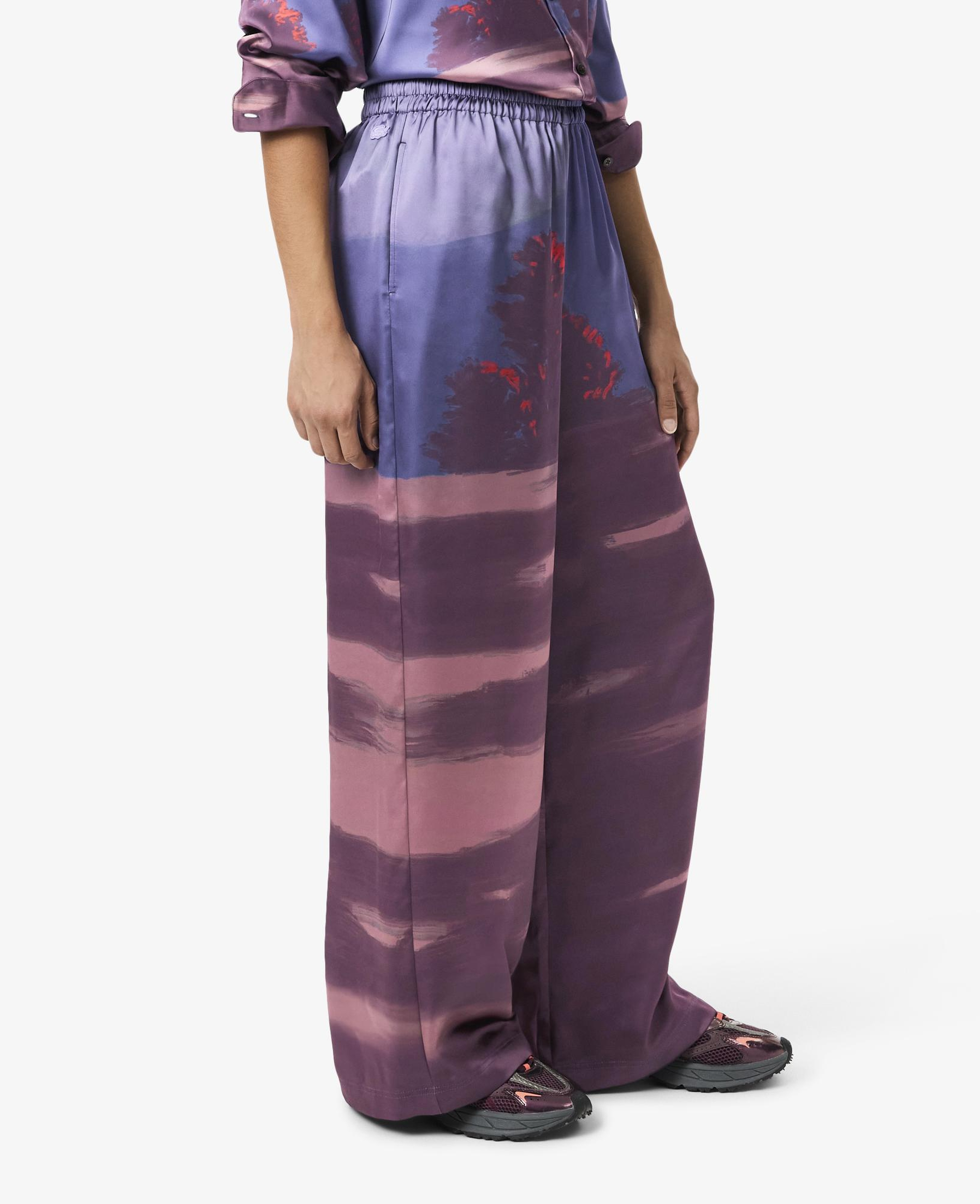 Kadın Oversize Fit Baskılı Mor Pantolon