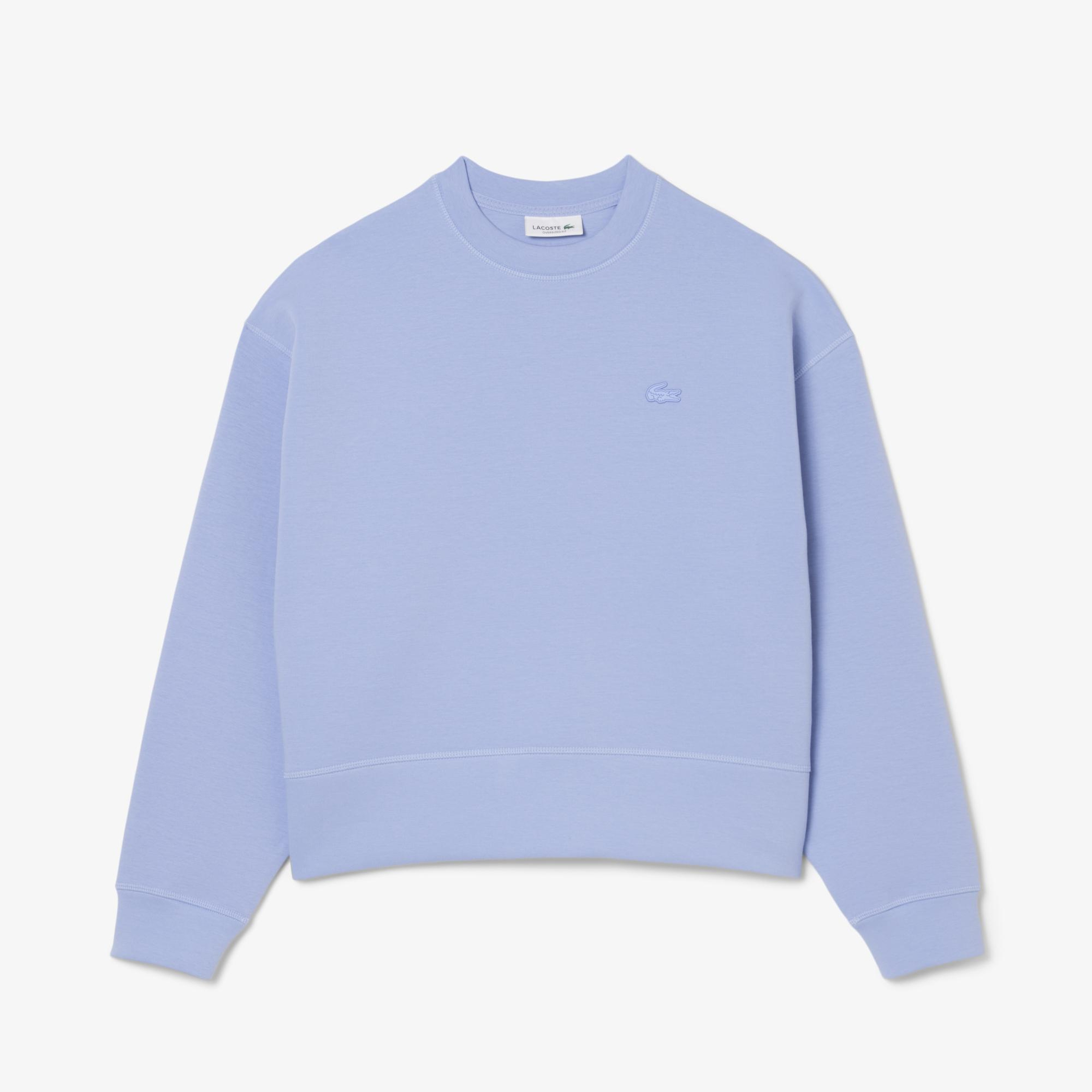 Lacoste Kadın Oversize Fit Bisiklet Yaka Mavi Sweatshirt