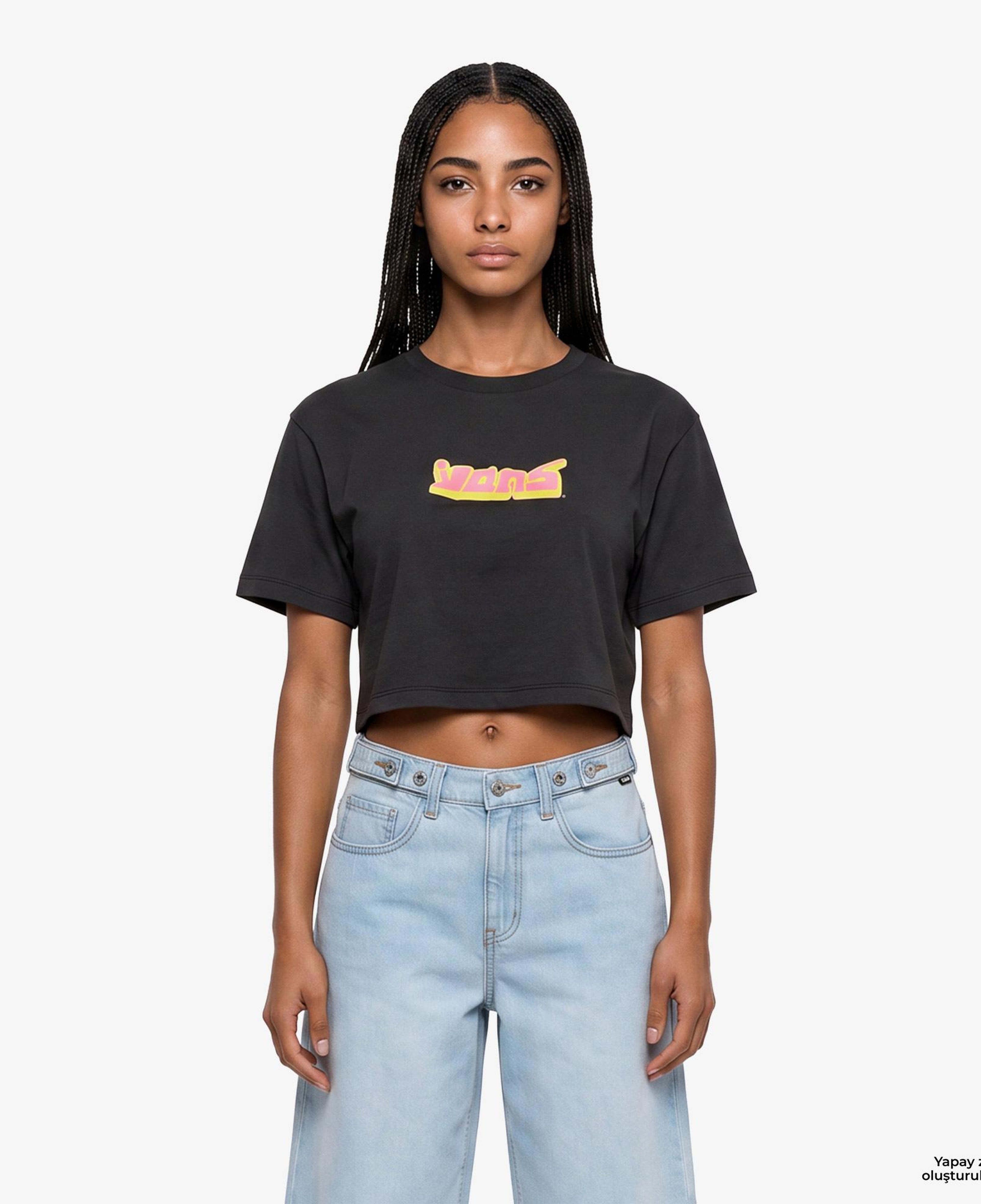 Vans Y2K Boho Relax Crop Kadın Siyah T-Shirt
