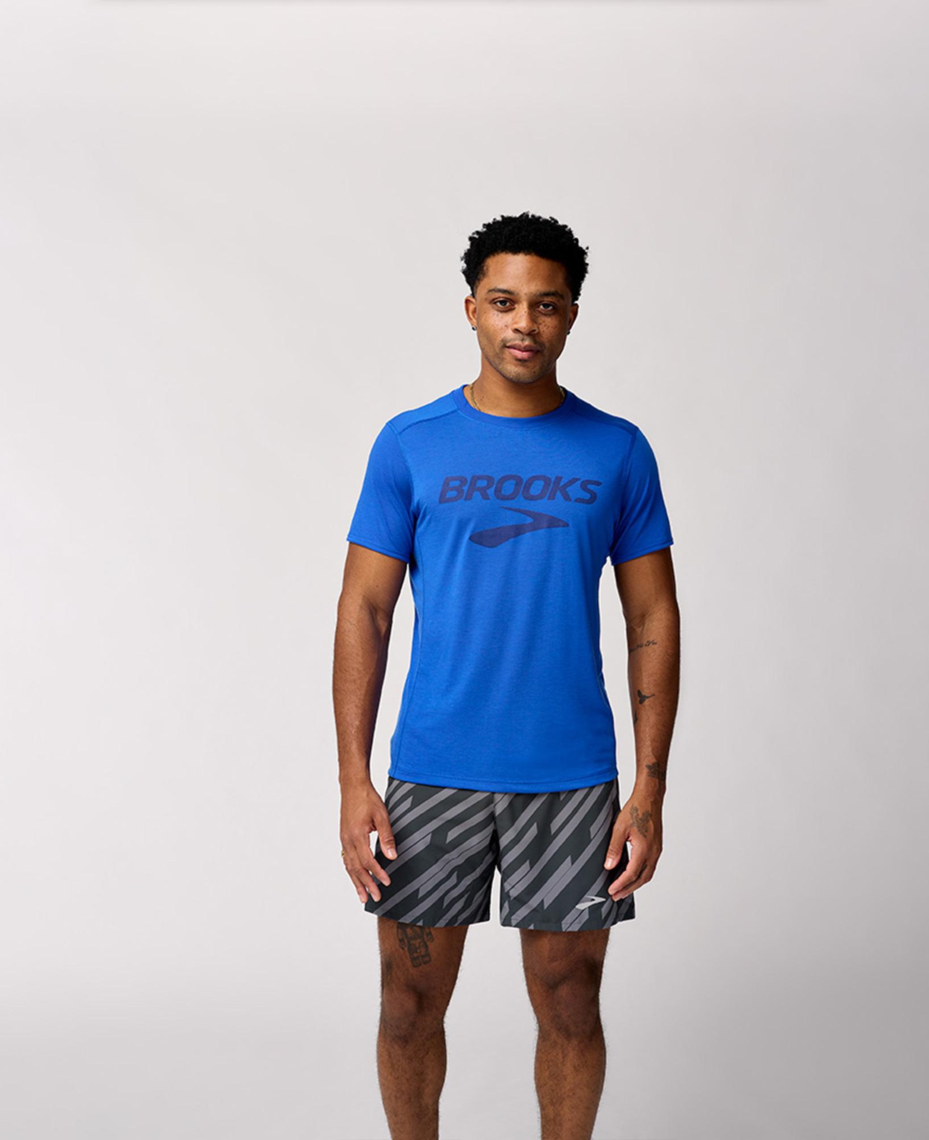 Brooks Distance Sleeve 3.0 Erkek Mavi Koşu T-Shirt