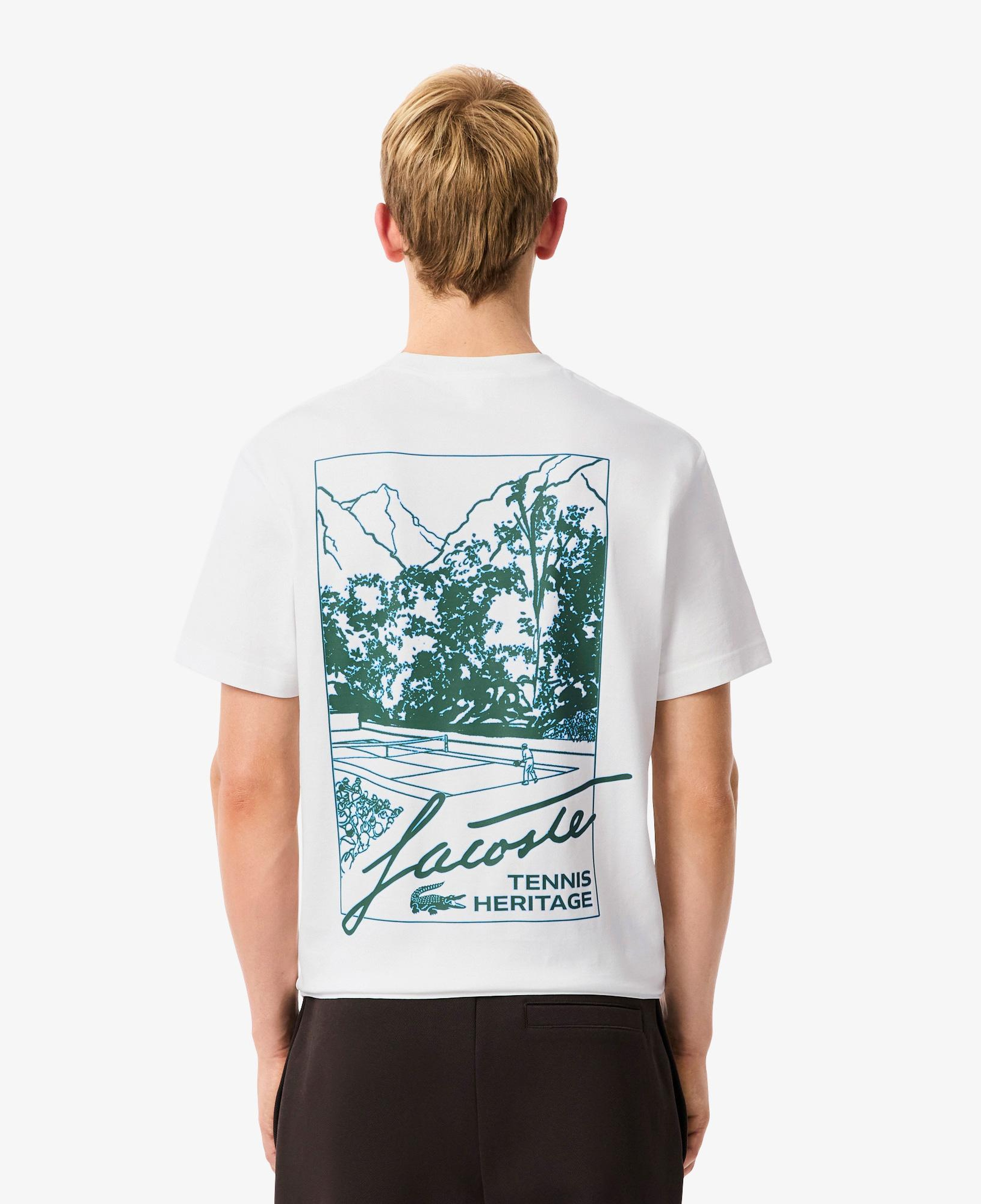 Lacoste Tennis Heritage Multi Print Erkek Beyaz T-Shirt