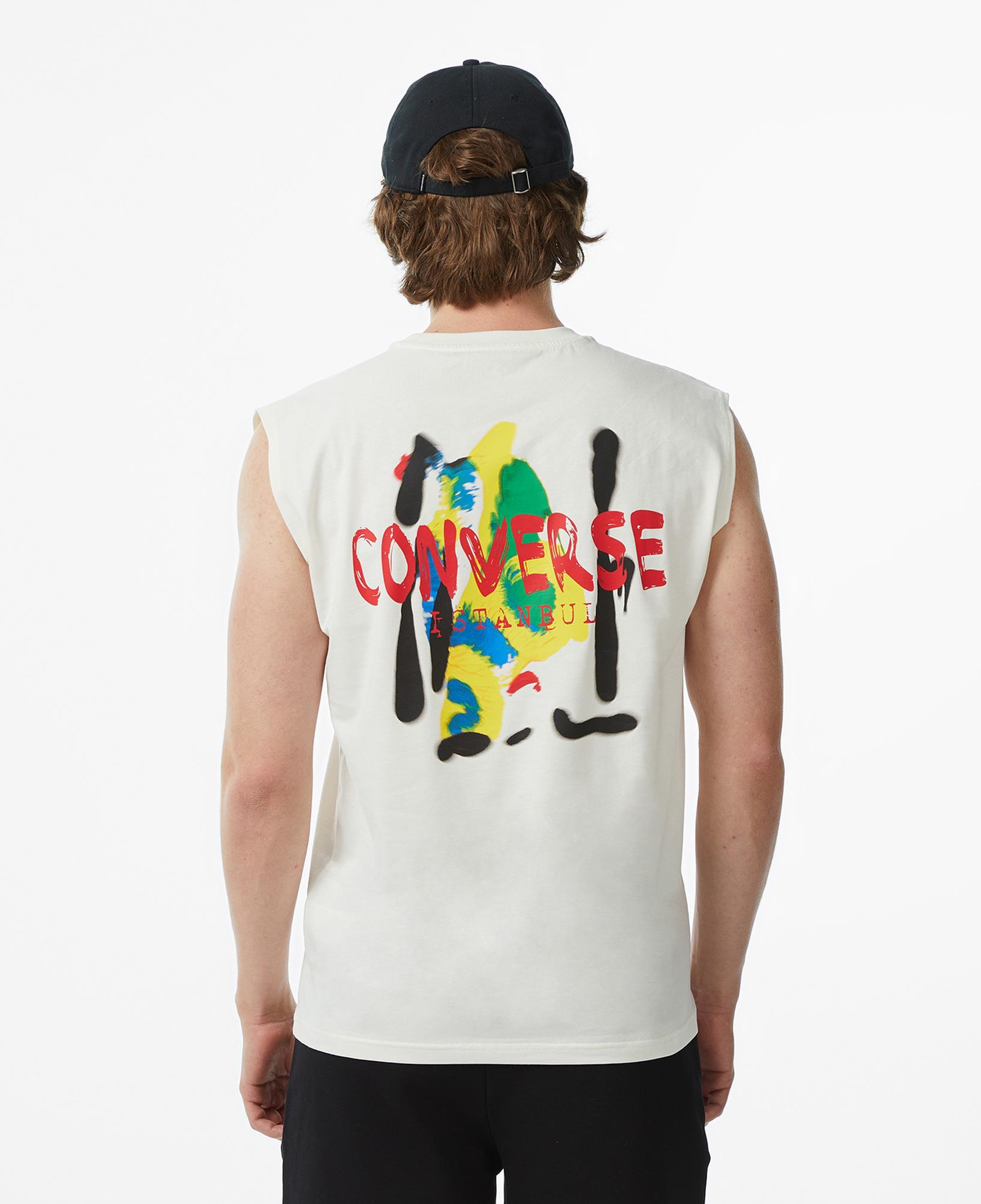 Converse Erkek Krem Grafik Baskılı Kolsuz T-Shirt