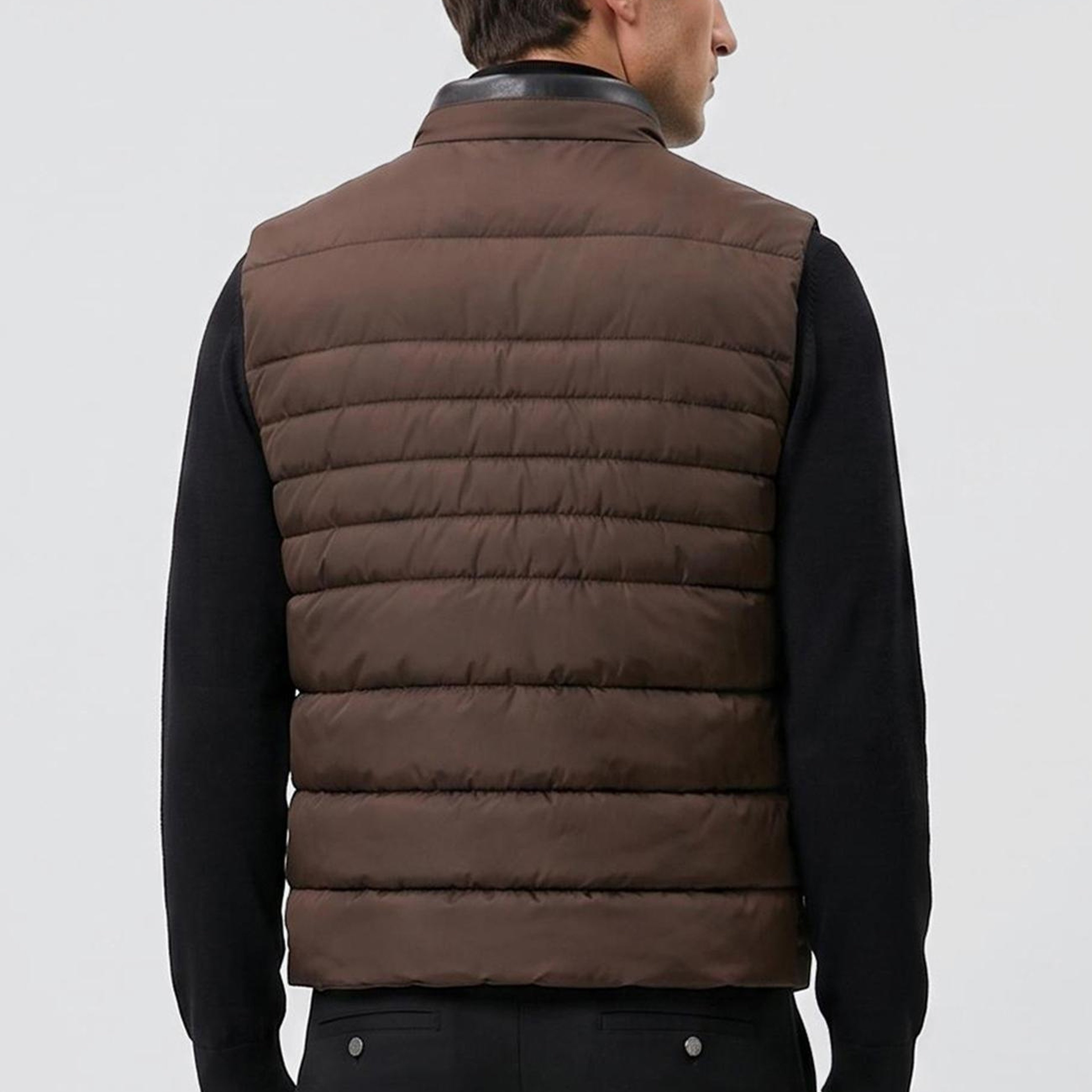 Network Erkek Kahverengi Dik Yaka Puffer Casual Yelek
