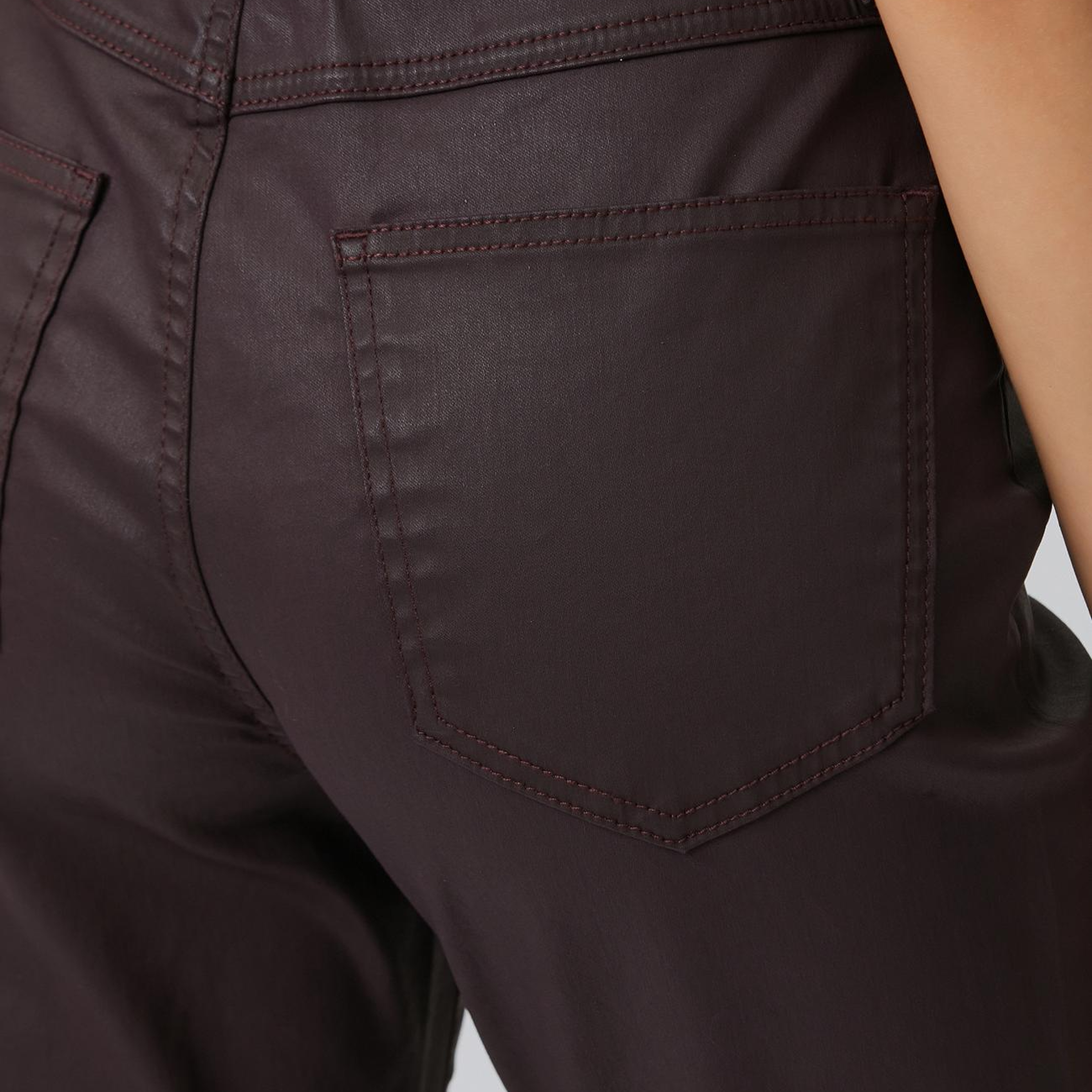 Network Kadın Mürdüm Kaplamalı Ütü İzli Flare Denim Pantolon