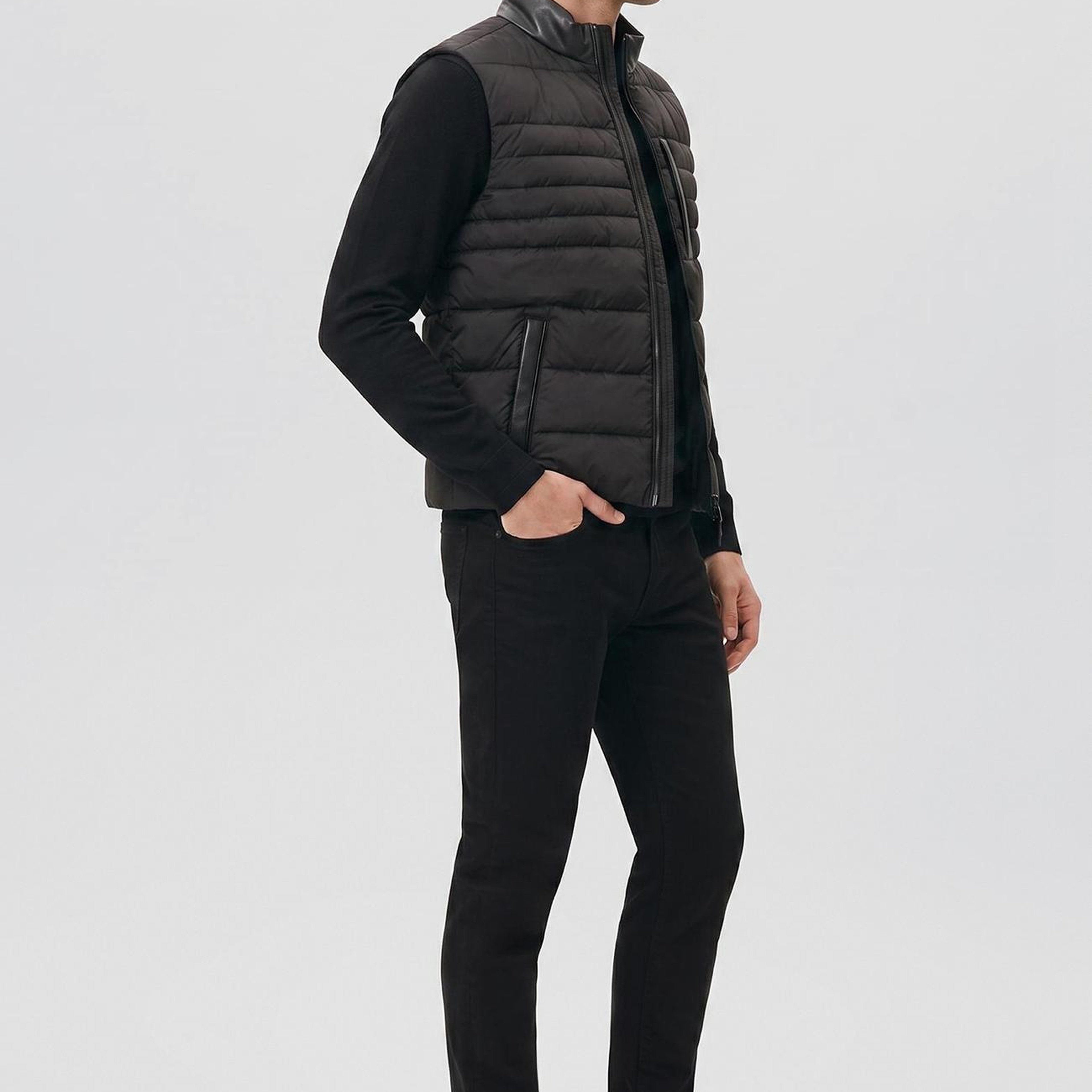 Network Erkek Siyah Dik Yaka Puffer Casual Yelek
