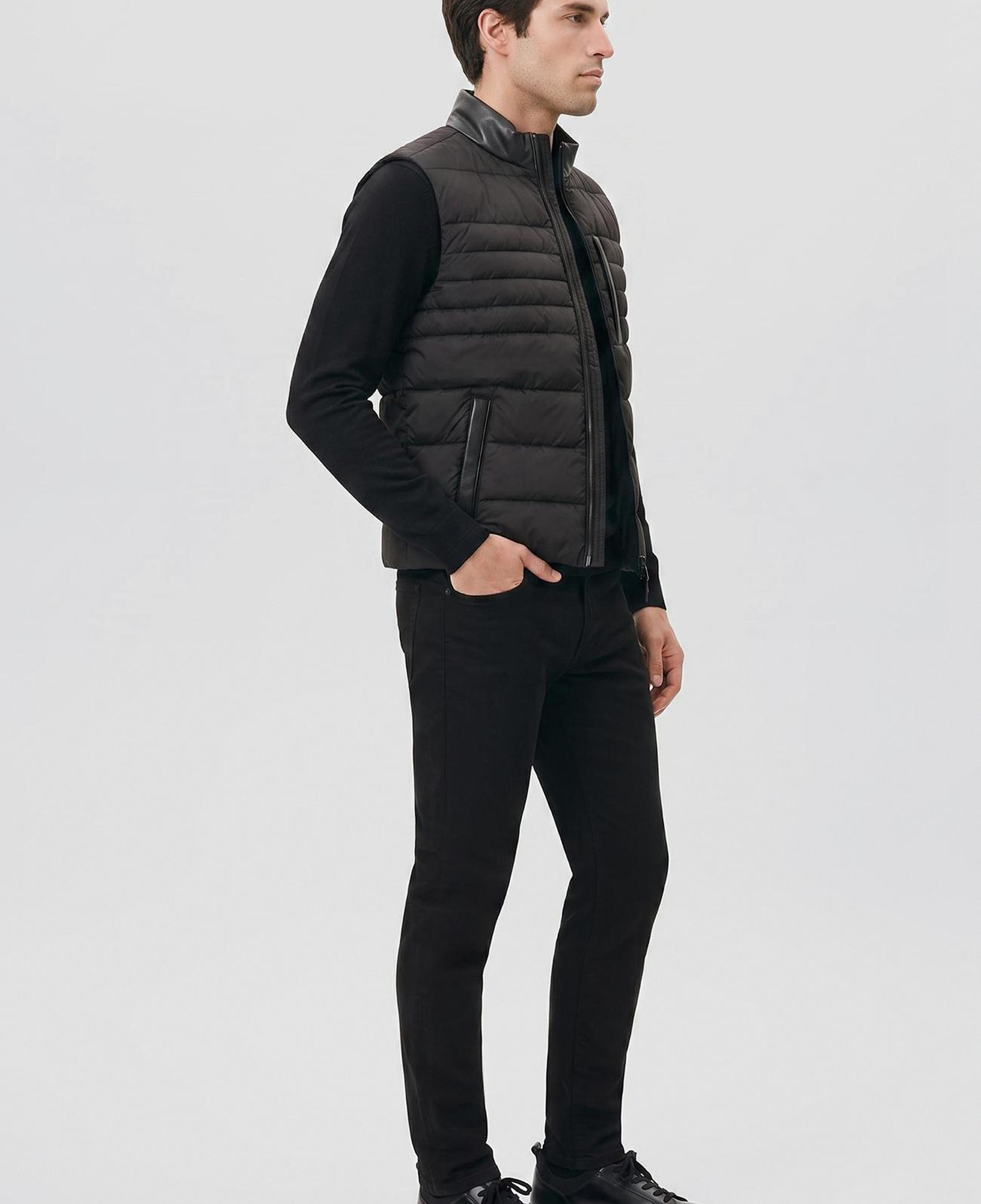 Network Erkek Siyah Dik Yaka Puffer Casual Yelek