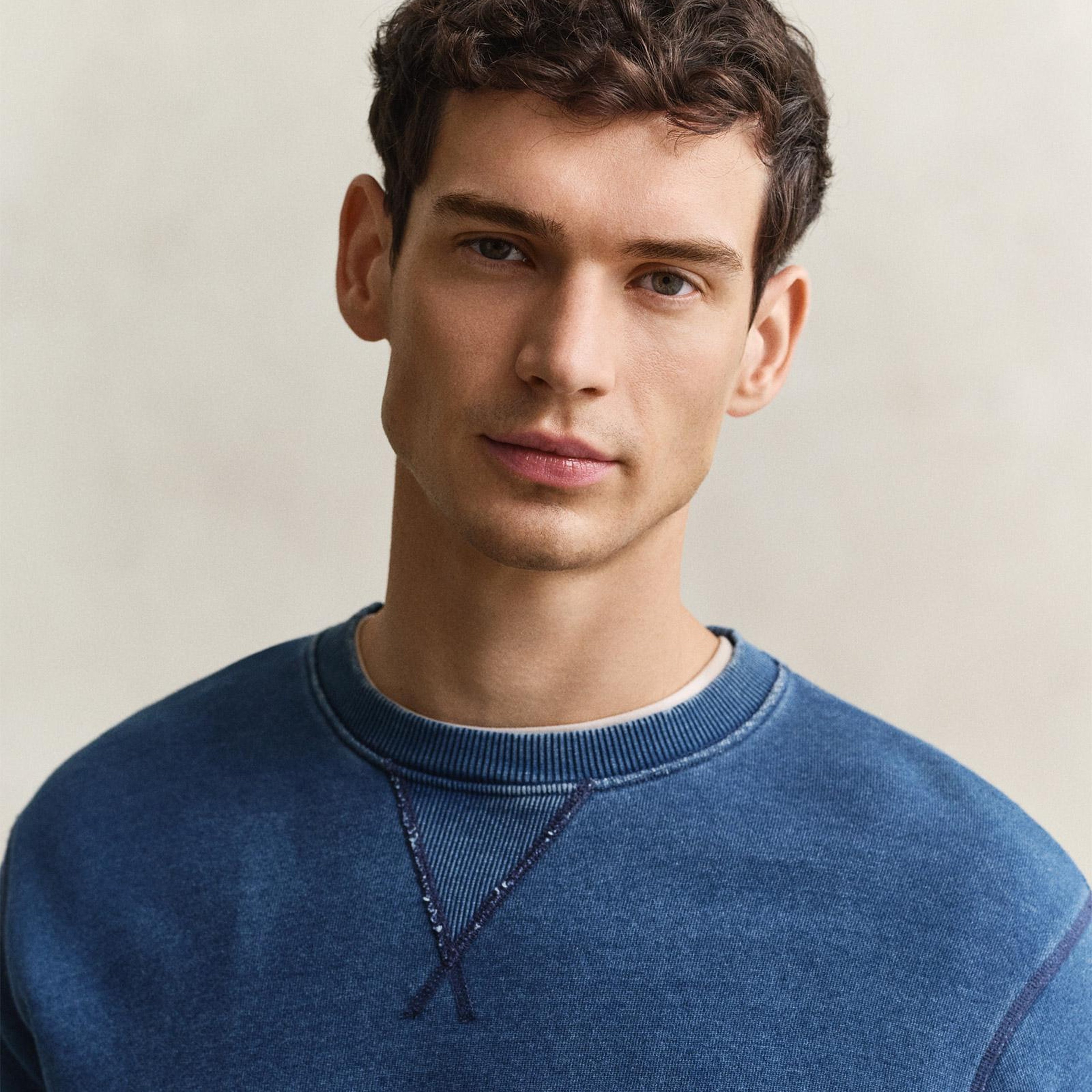 GANT Erkek Mavi Bisiklet Yaka Sweatshirt