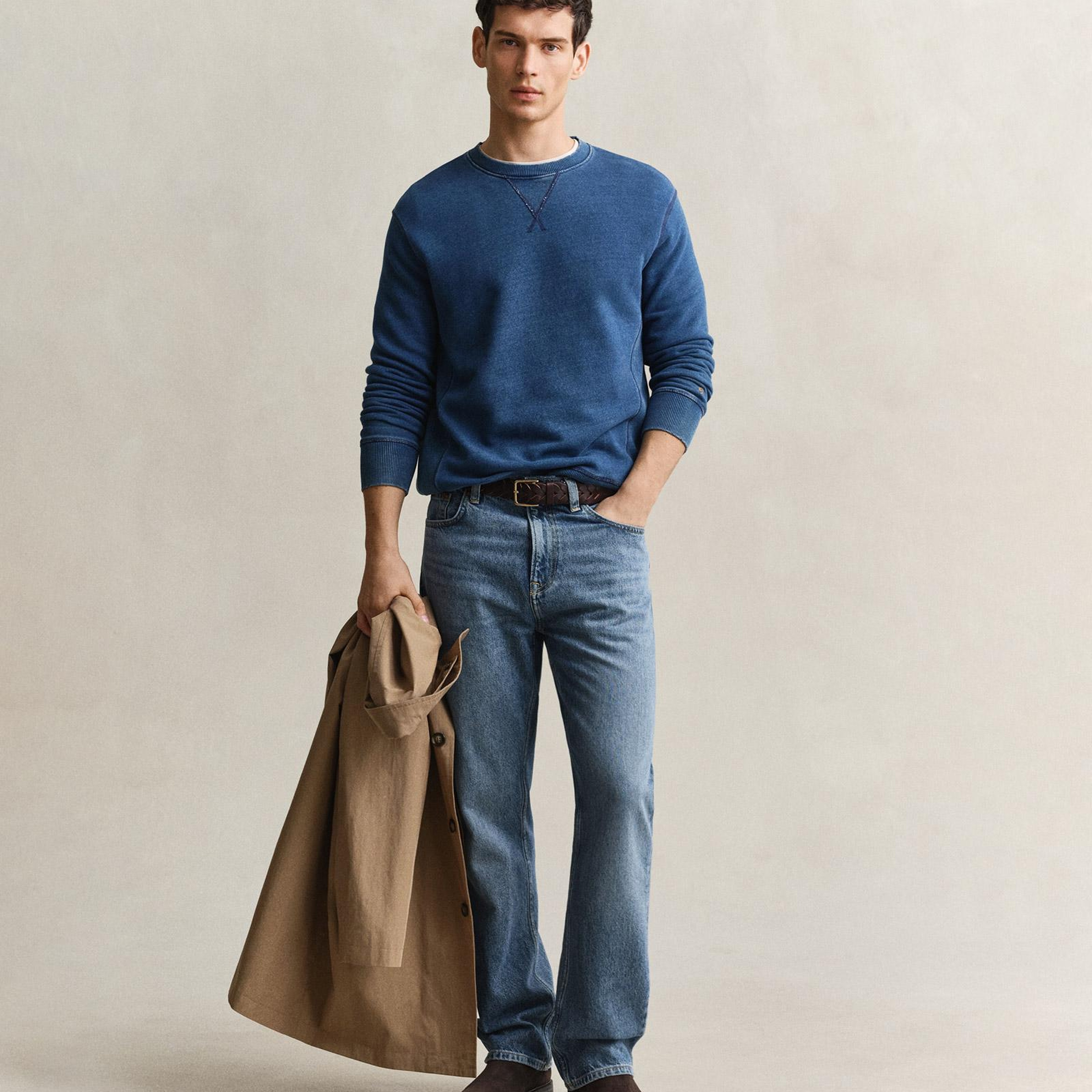 GANT Erkek Mavi Bisiklet Yaka Sweatshirt