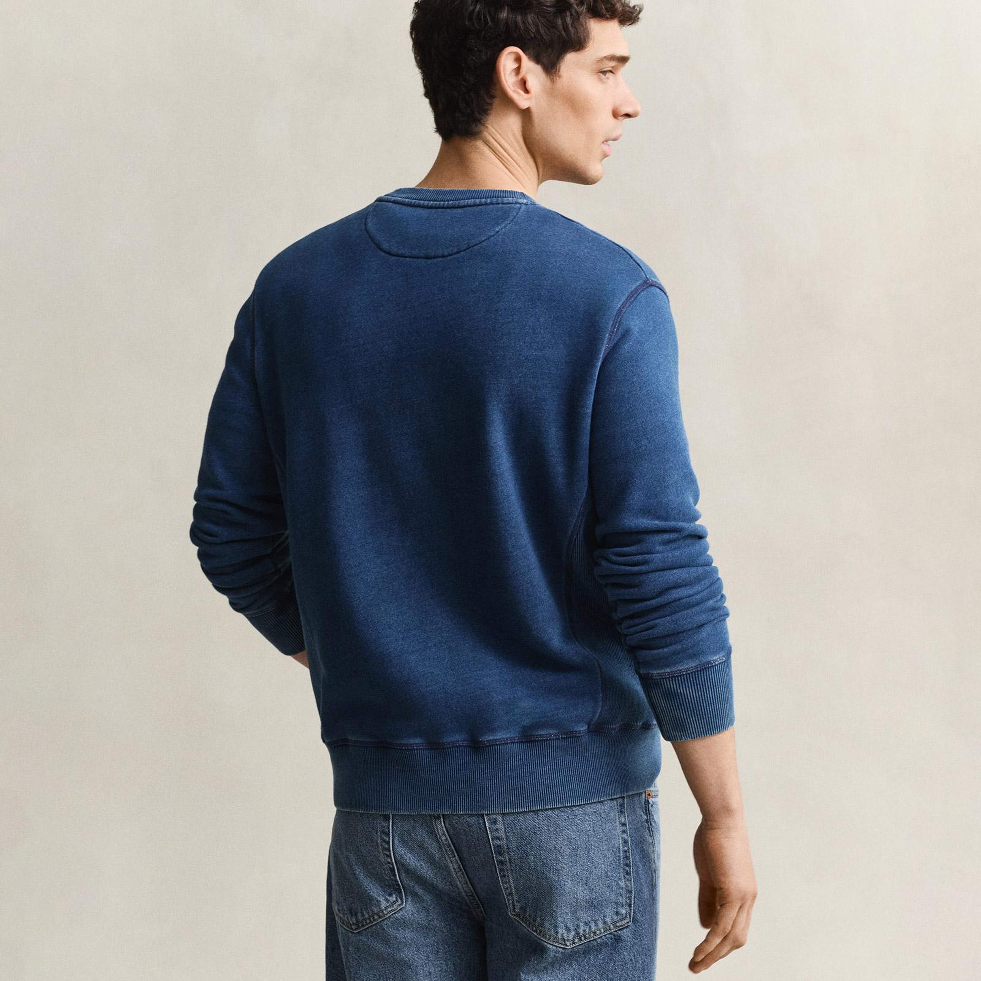 GANT Erkek Mavi Bisiklet Yaka Sweatshirt