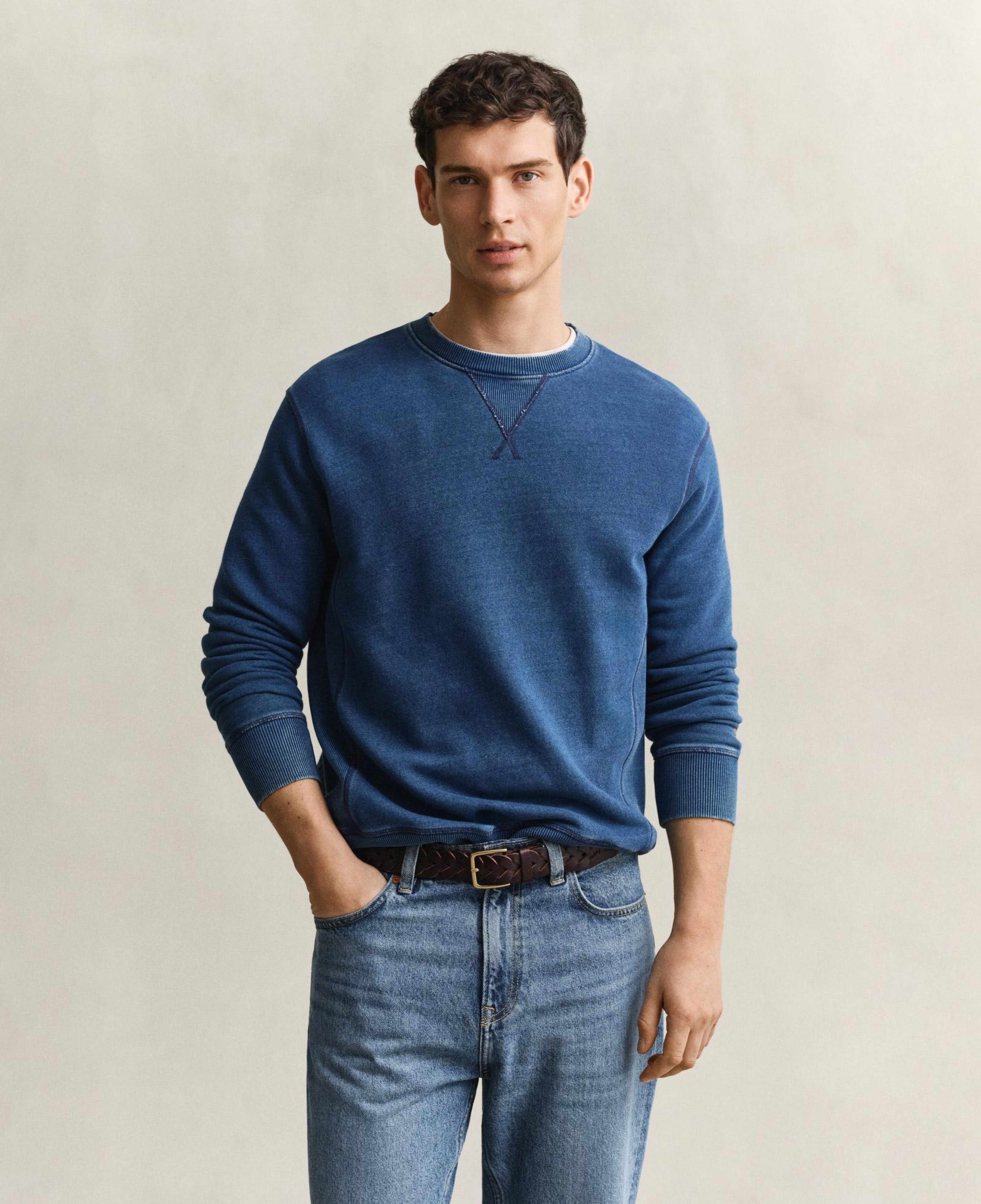 GANT Erkek Mavi Bisiklet Yaka Sweatshirt