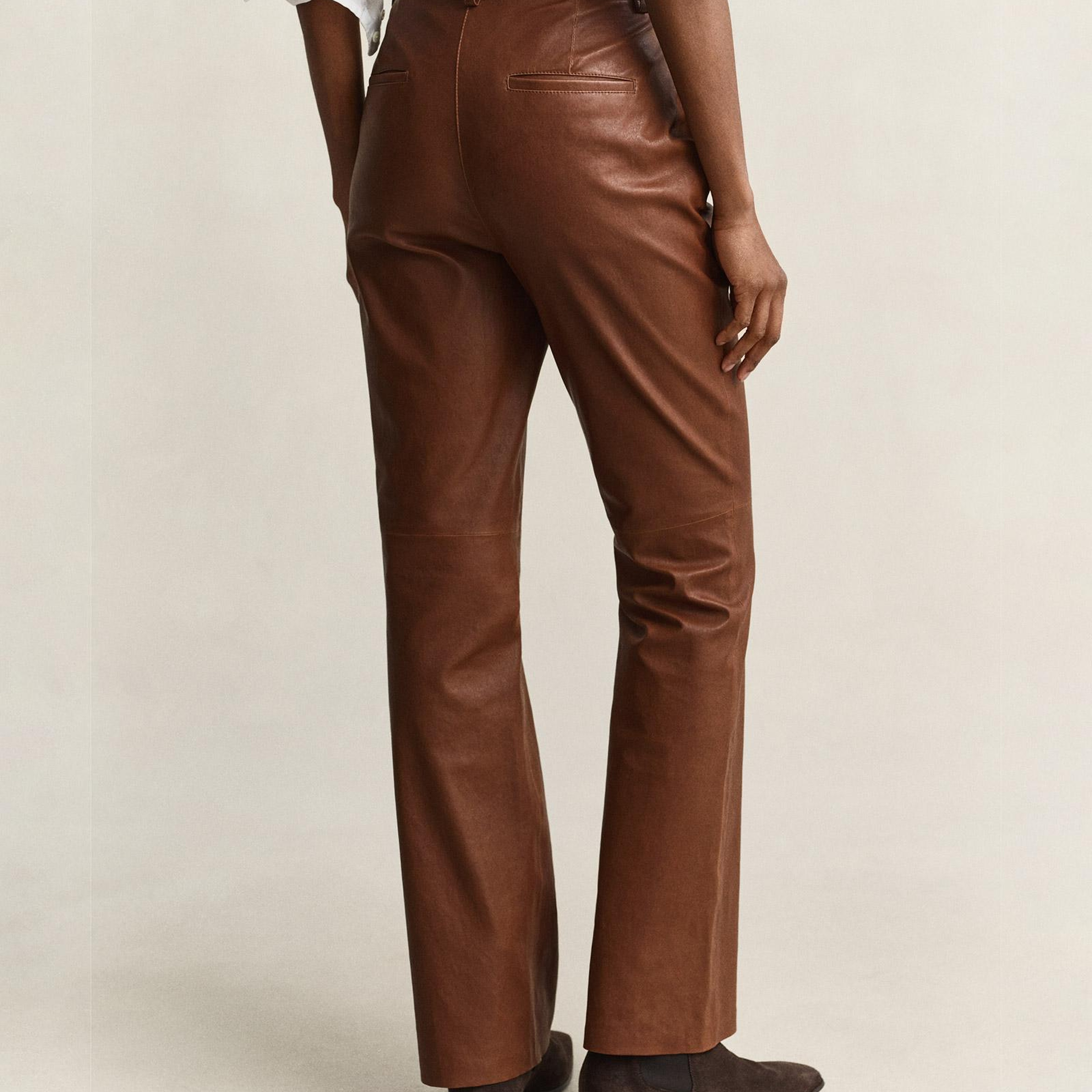 GANT Kadın Bej Regular Fit Deri Pantolon