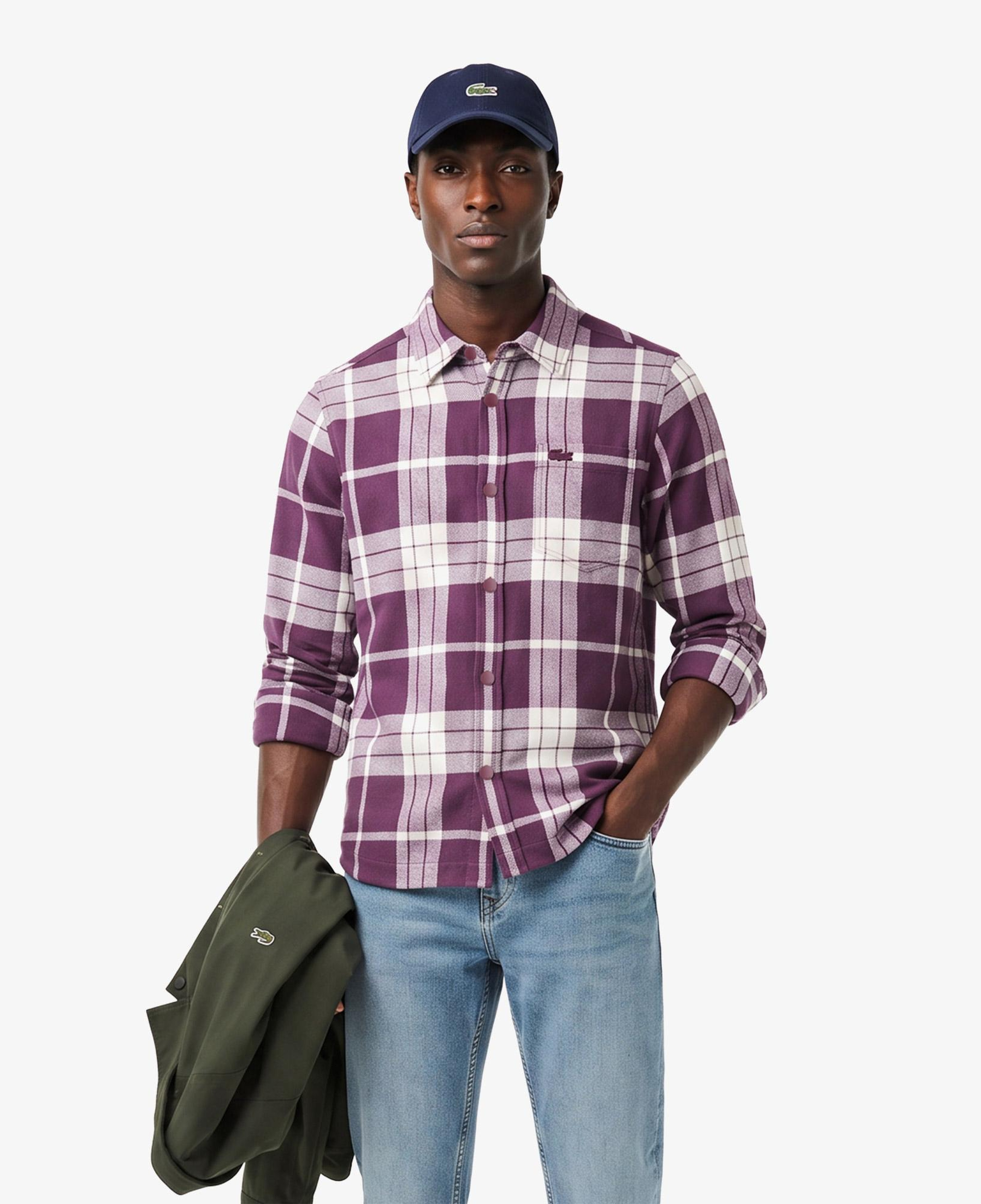 Erkek Regular Fit Ekose Bordo Gömlek