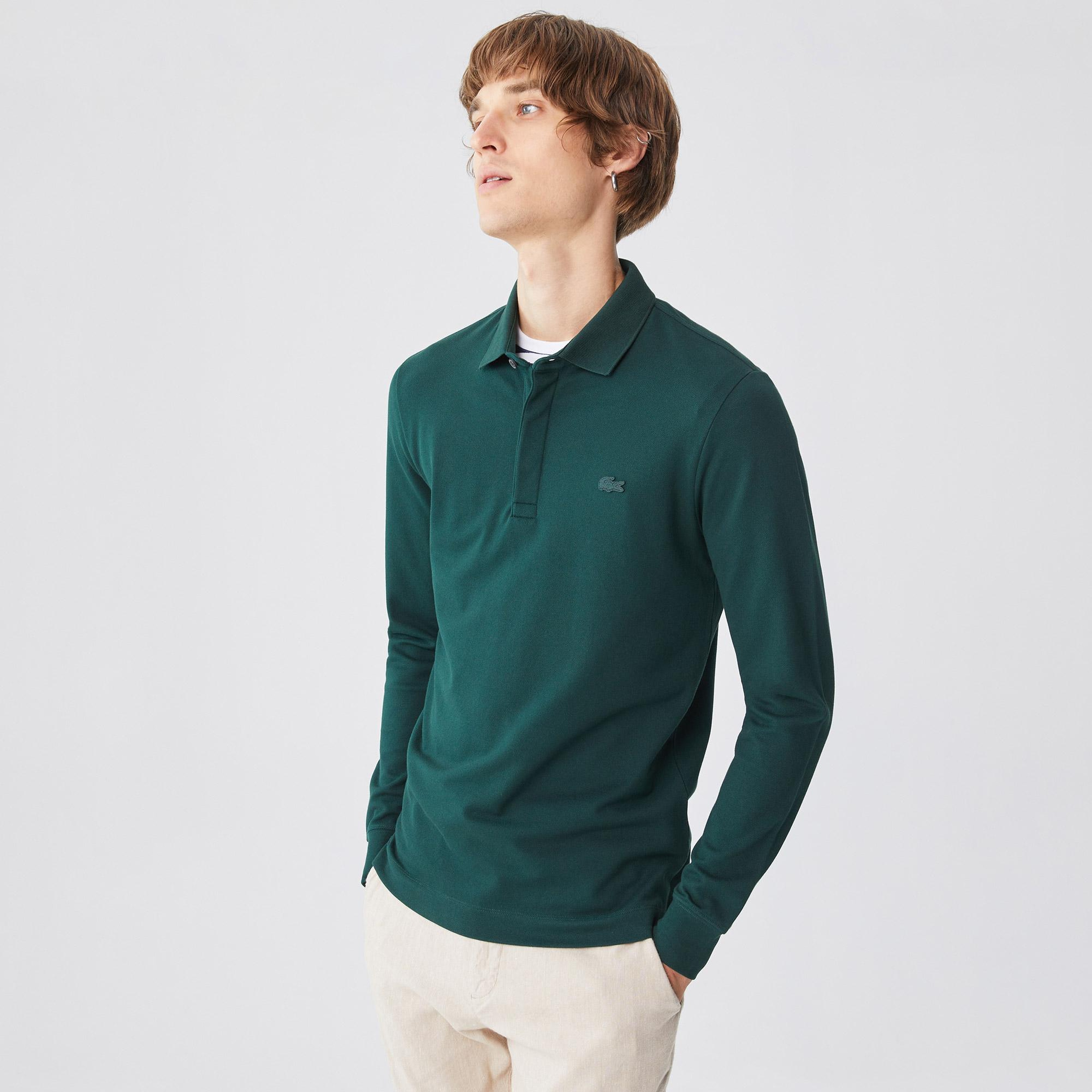 Lacoste Erkek Regular Fit Uzun Kollu Koyu Gri Paris Polo
