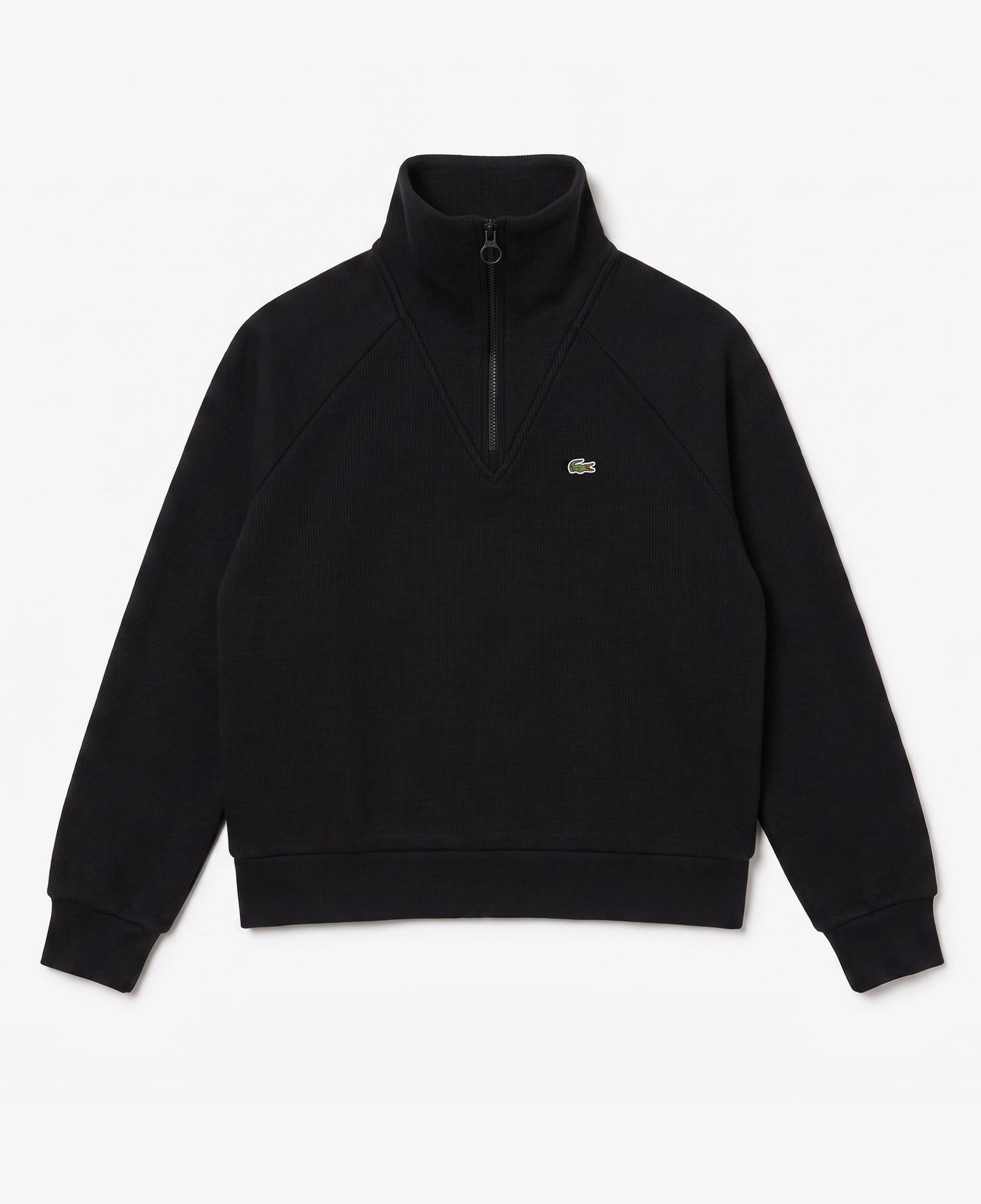 Kadın Regular Fit Yarım Fermuarlı Siyah Sweatshirt
