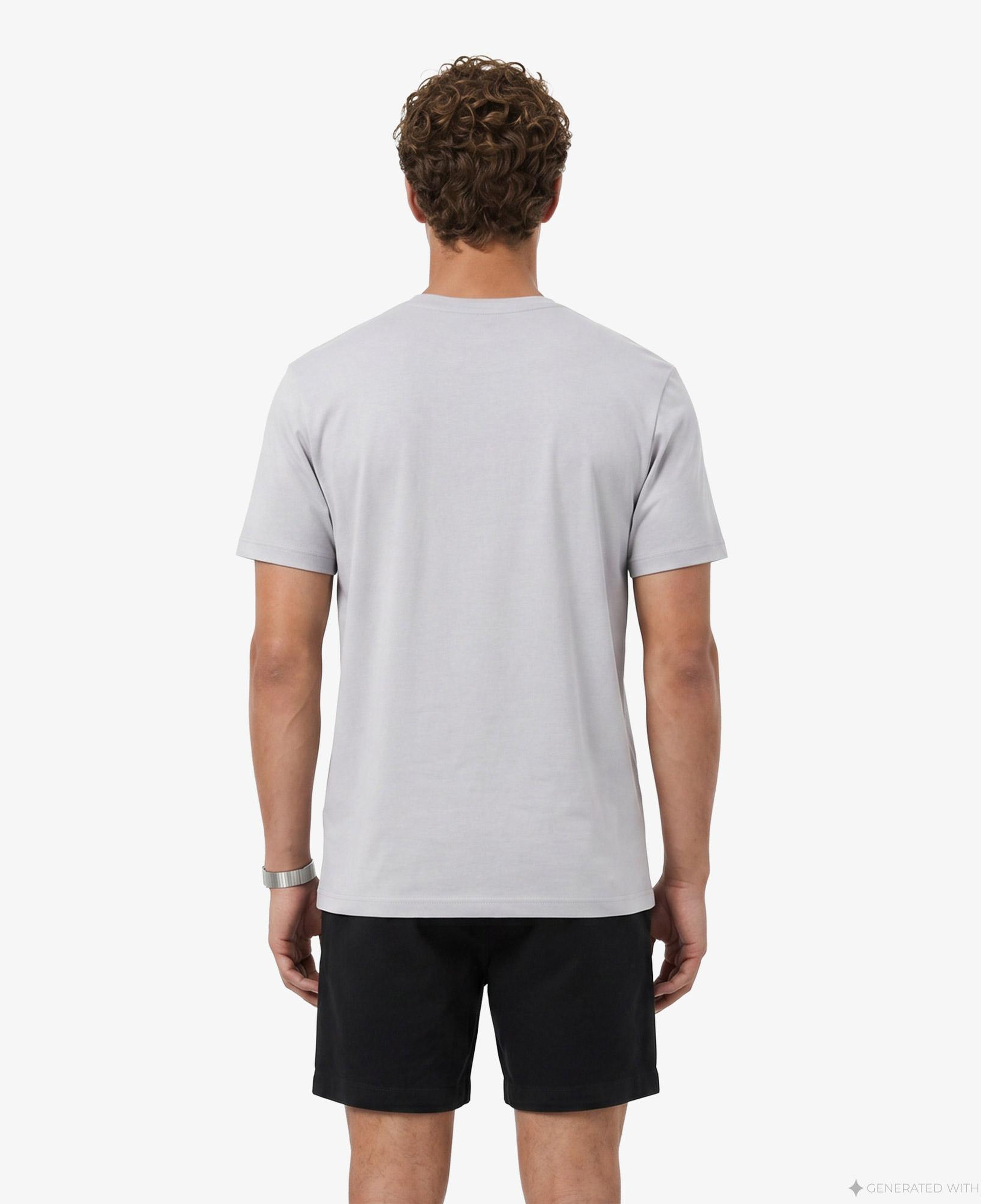 Erkek Regular Fit Bisiklet Yaka Renk Bloklu Gri T-Shirt