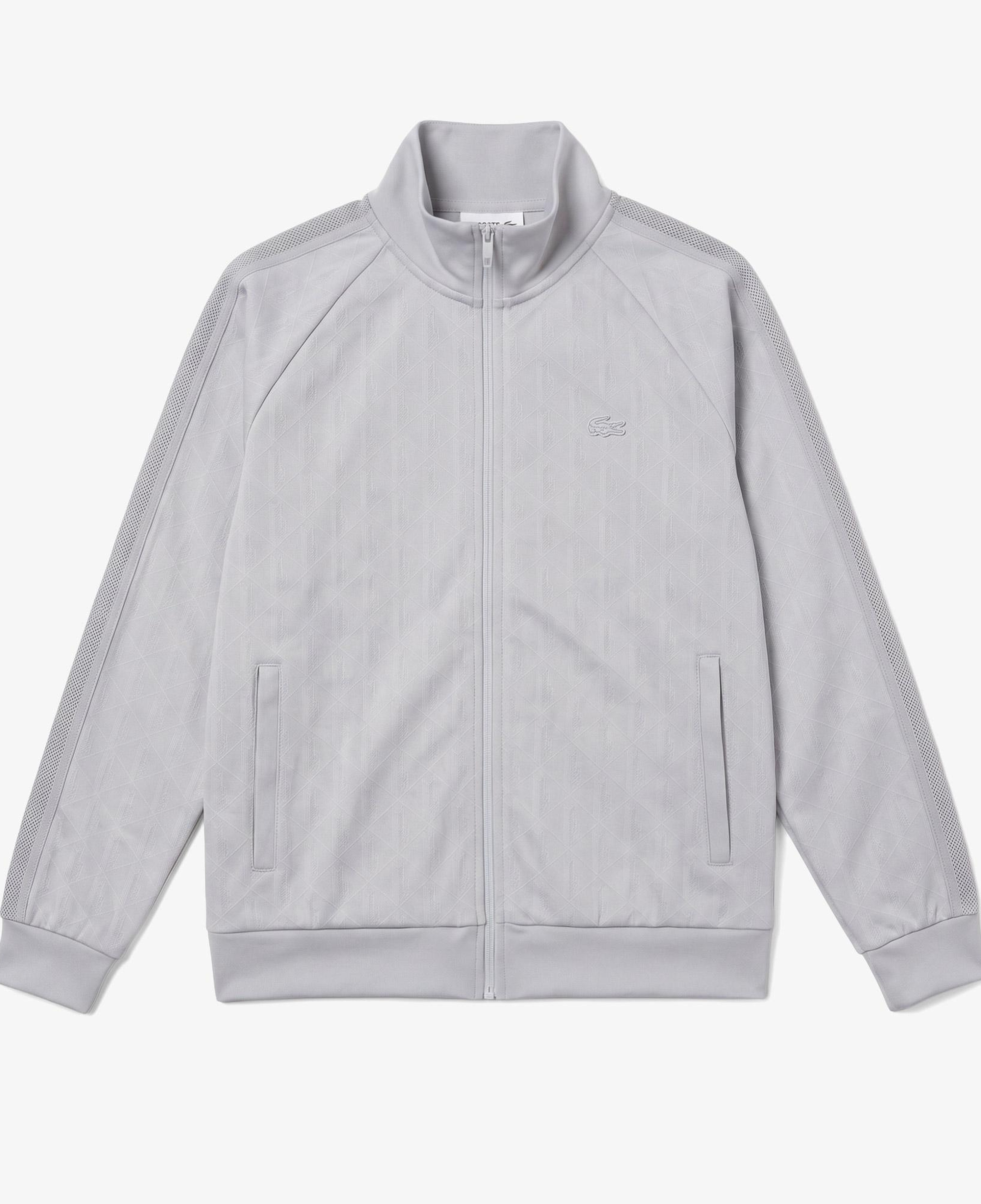 Erkek Regular Fit Fermuarlı Monogram Gri Sweatshirt