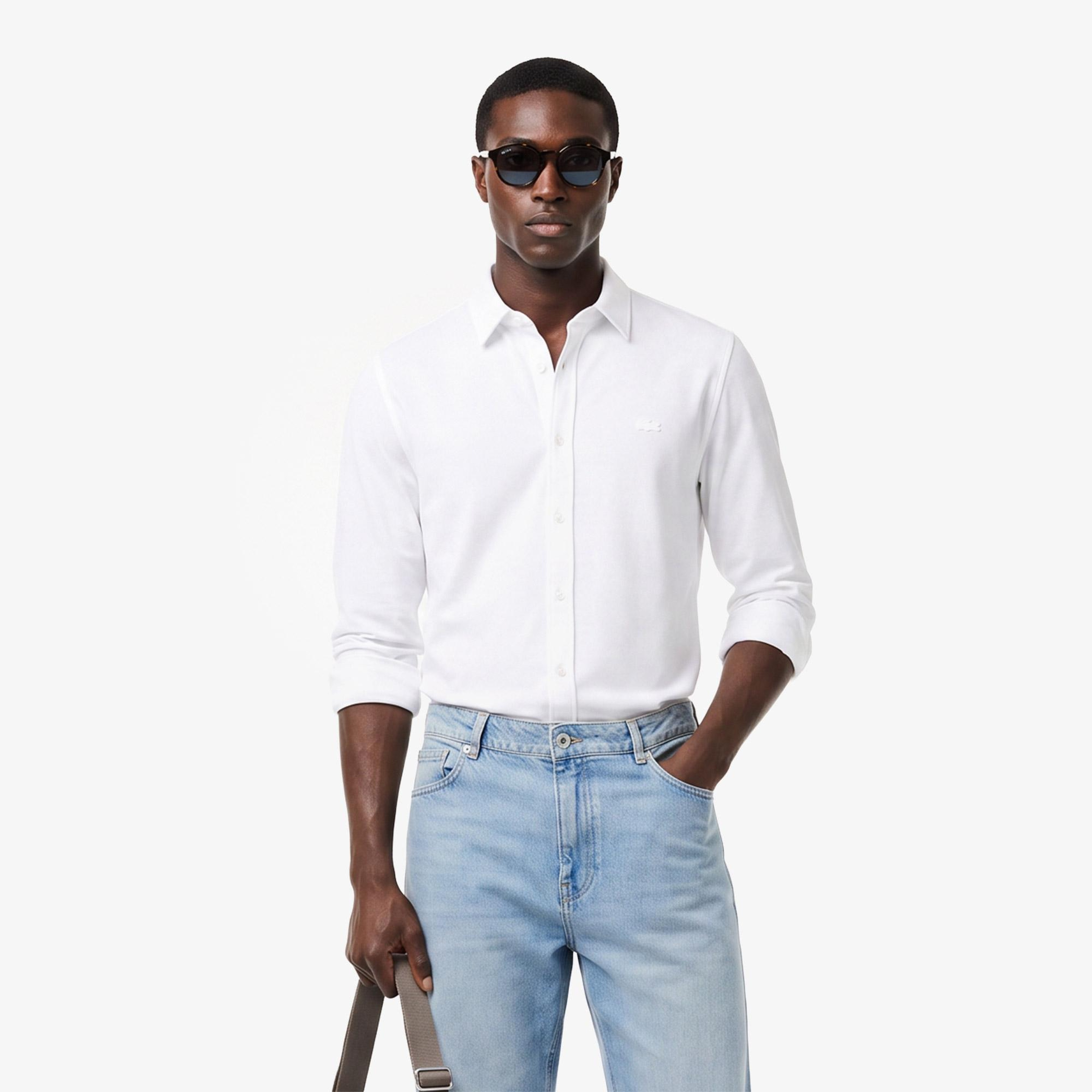 Erkek Slim Fit Beyaz Gömlek