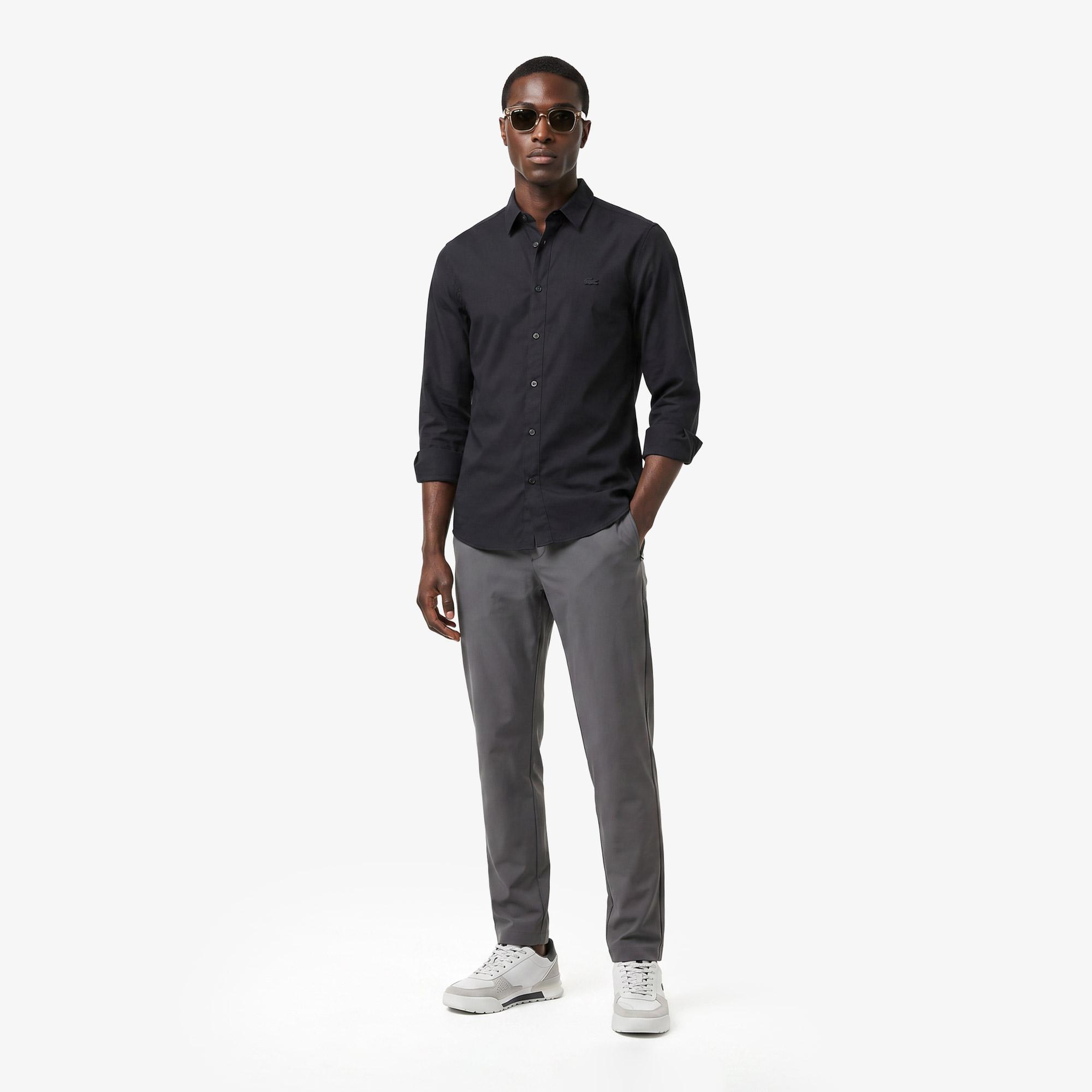 Erkek Slim Fit Siyah Gömlek