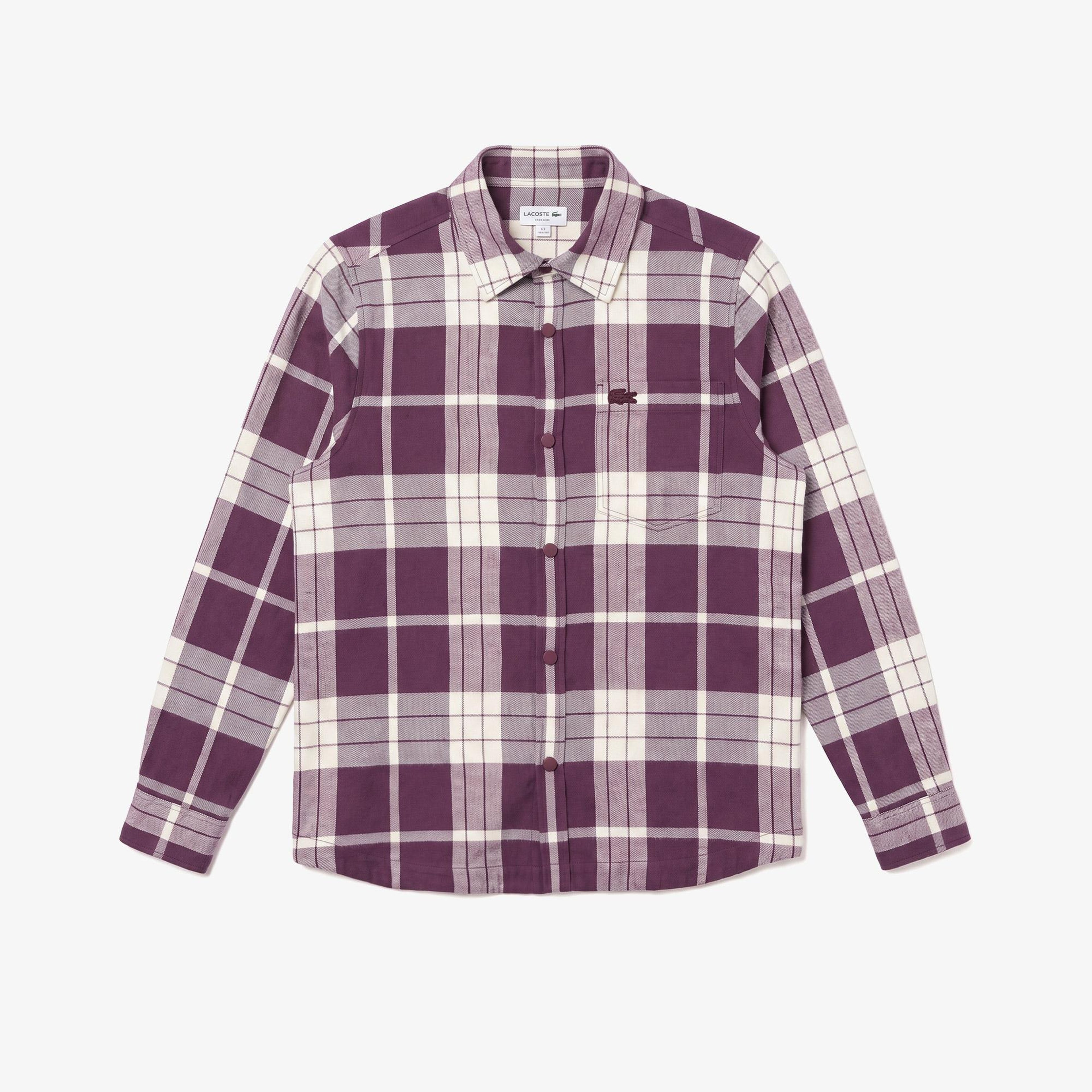 Erkek Regular Fit Ekose Bordo Gömlek