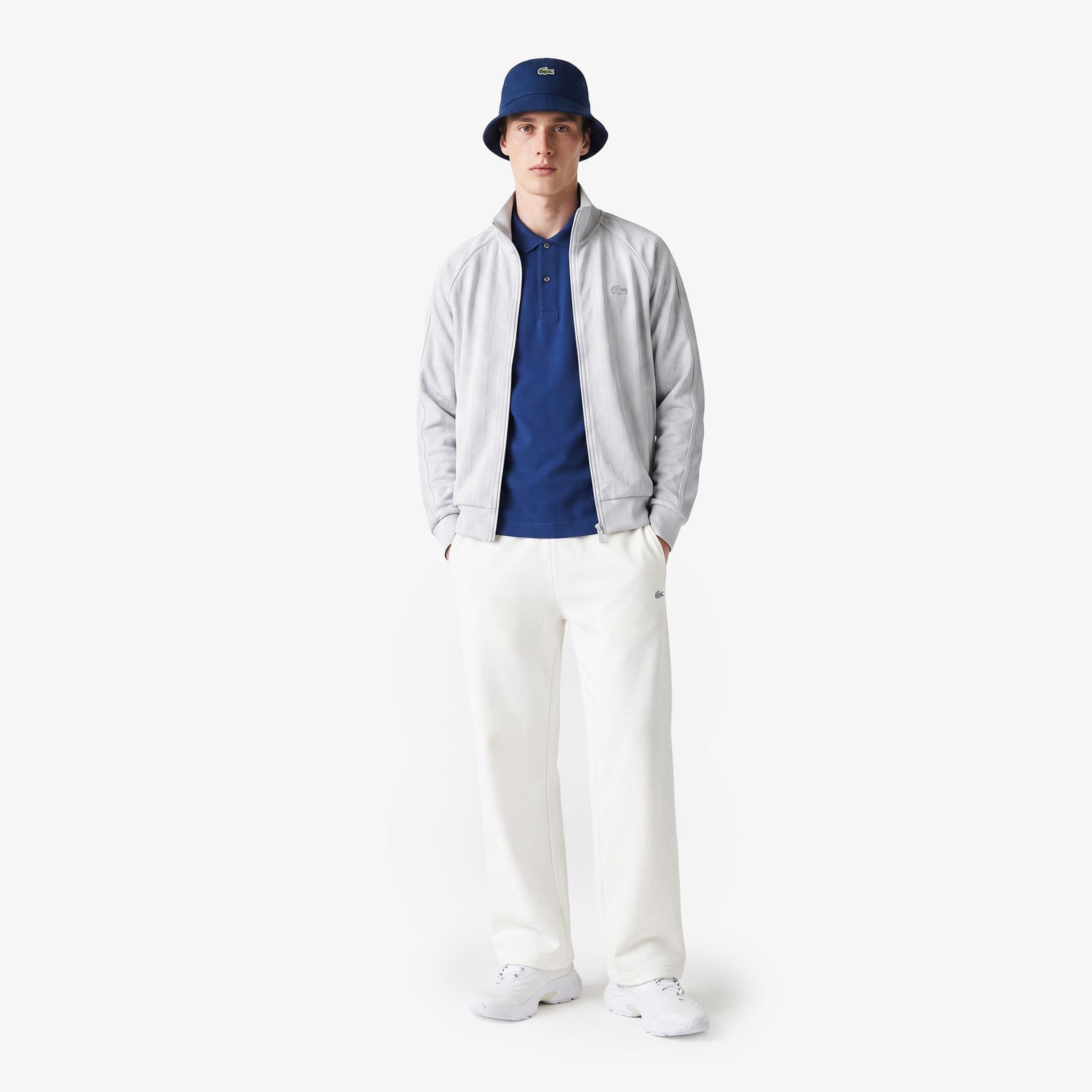 Erkek Regular Fit Fermuarlı Monogram Gri Sweatshirt
