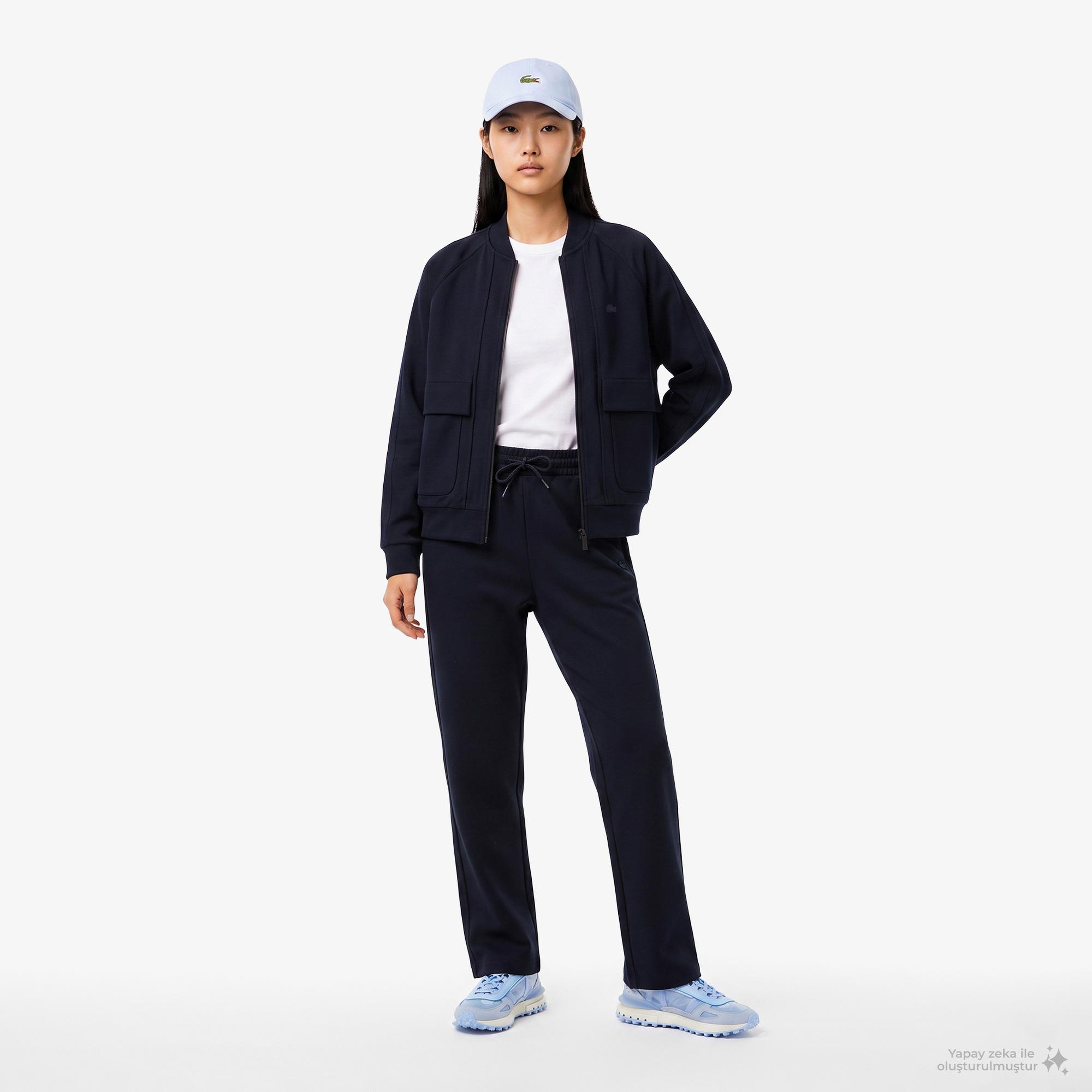 Kadın Regular Fit Fermuarlı Lacivert Sweatshirt