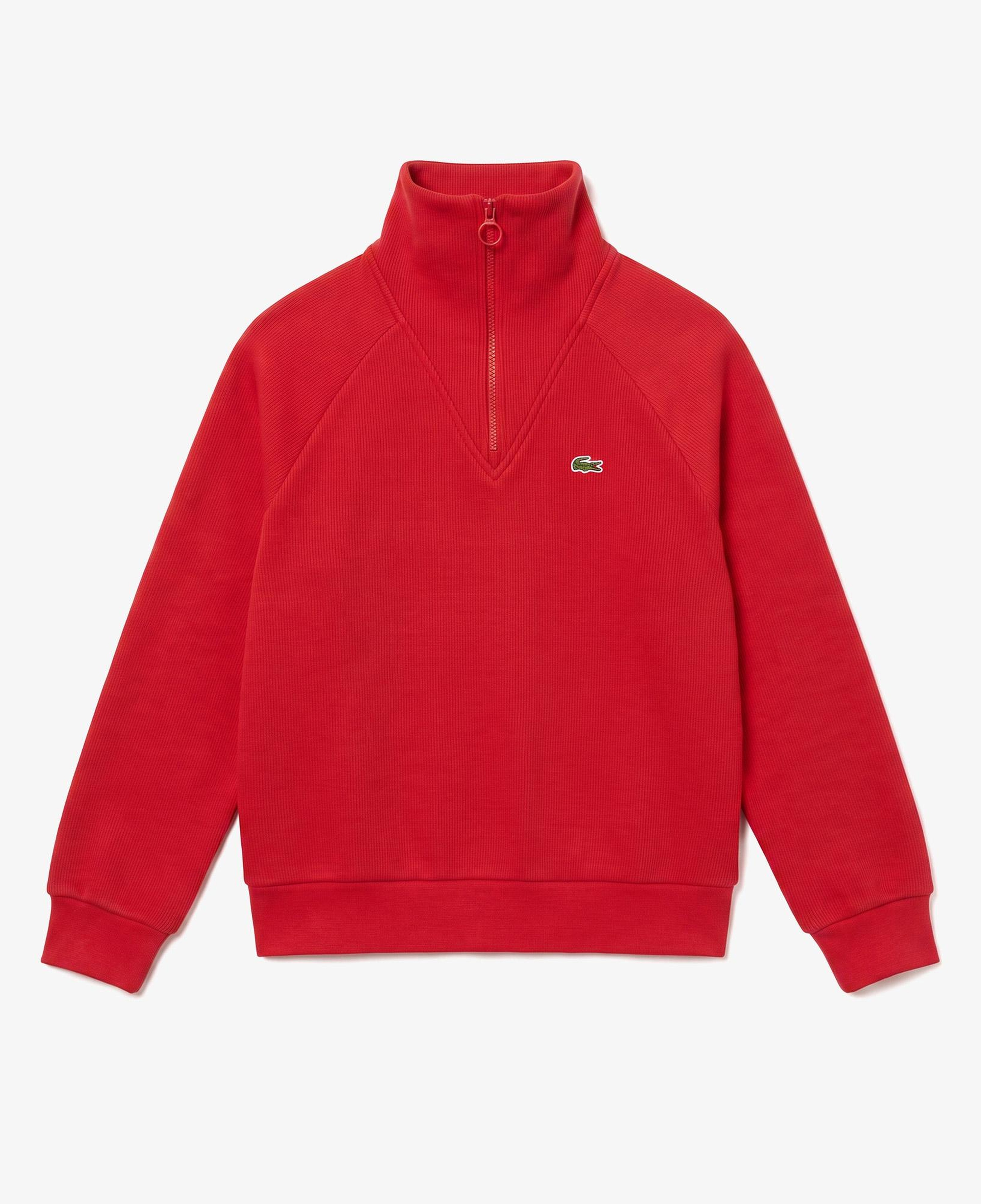 Kadın Regular Fit Yarım Fermuarlı Kırmızı Sweatshirt