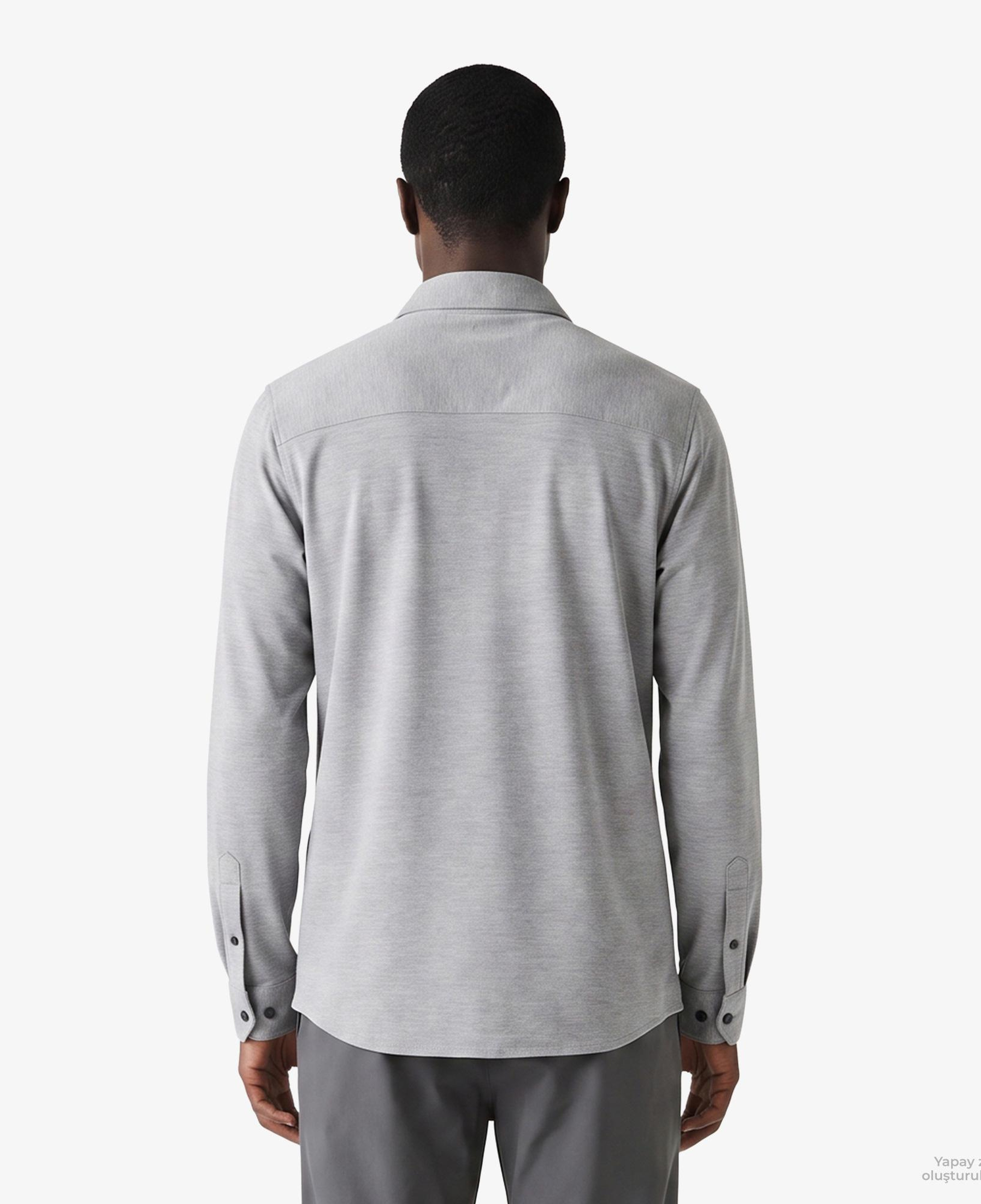Erkek Slim Fit Gri Gömlek