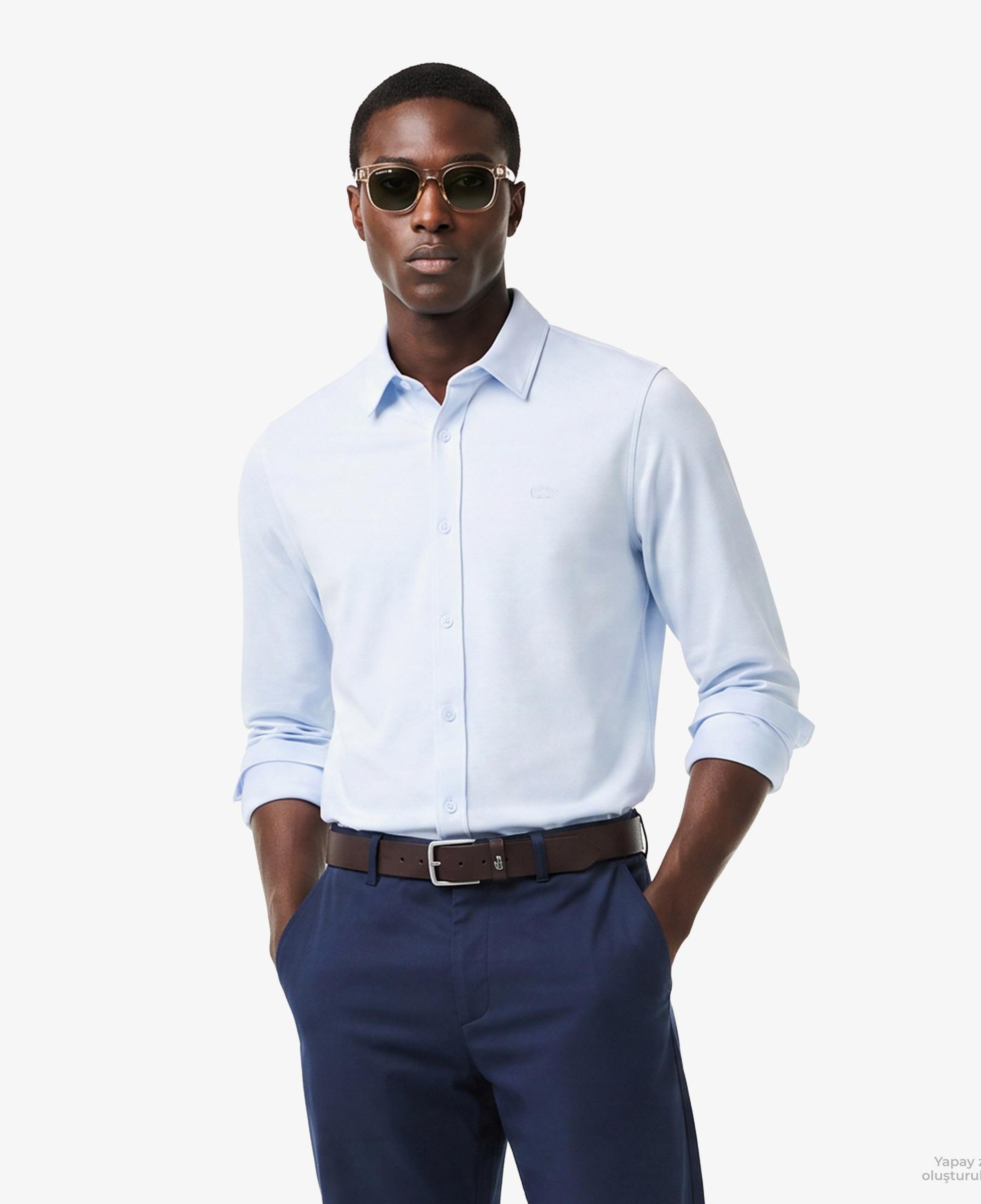 Erkek Slim Fit Açık Mavi Gömlek