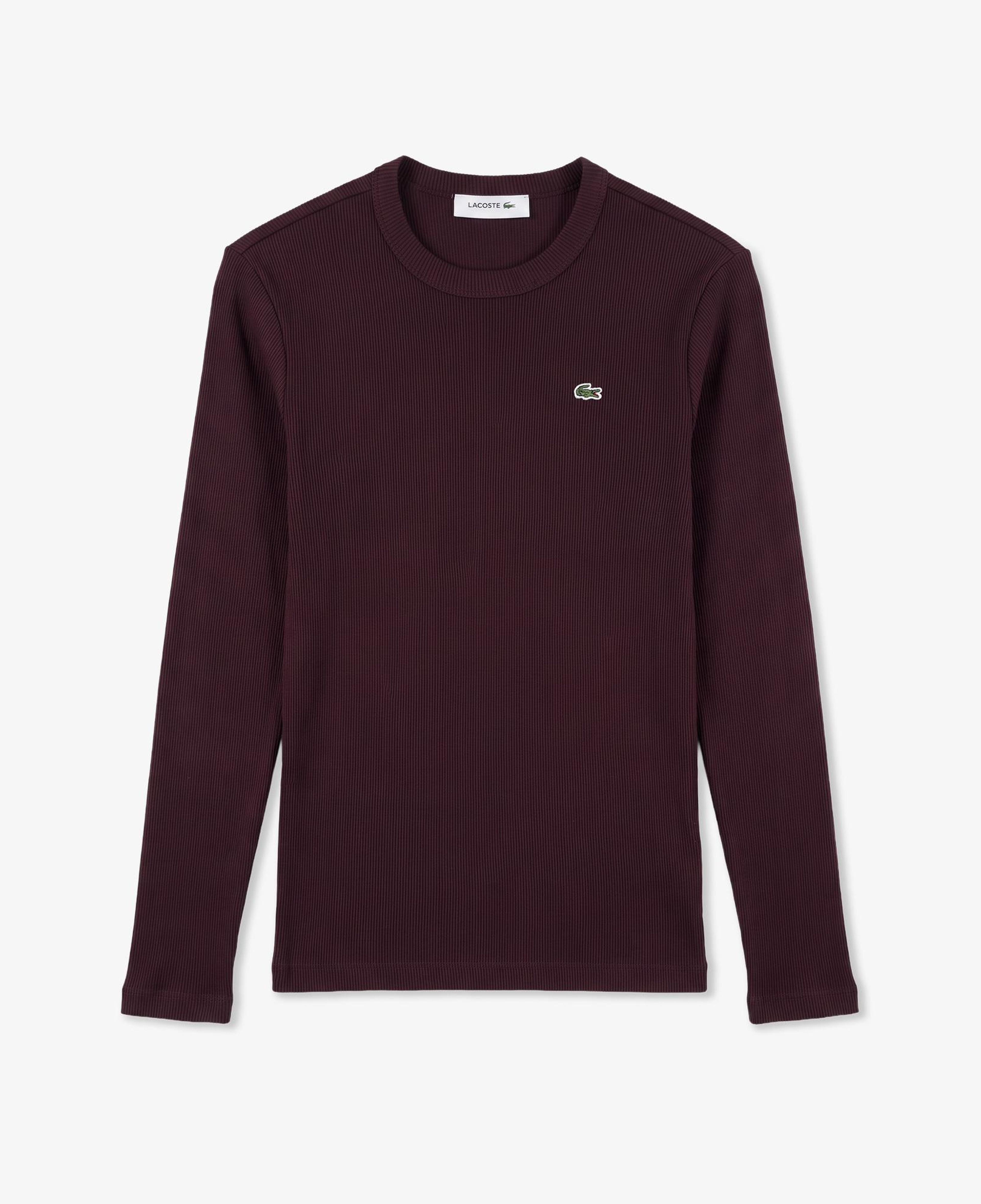 Kadın Slim Fit Uzun Kollu Bisiklet Yaka Bordo T-Shirt