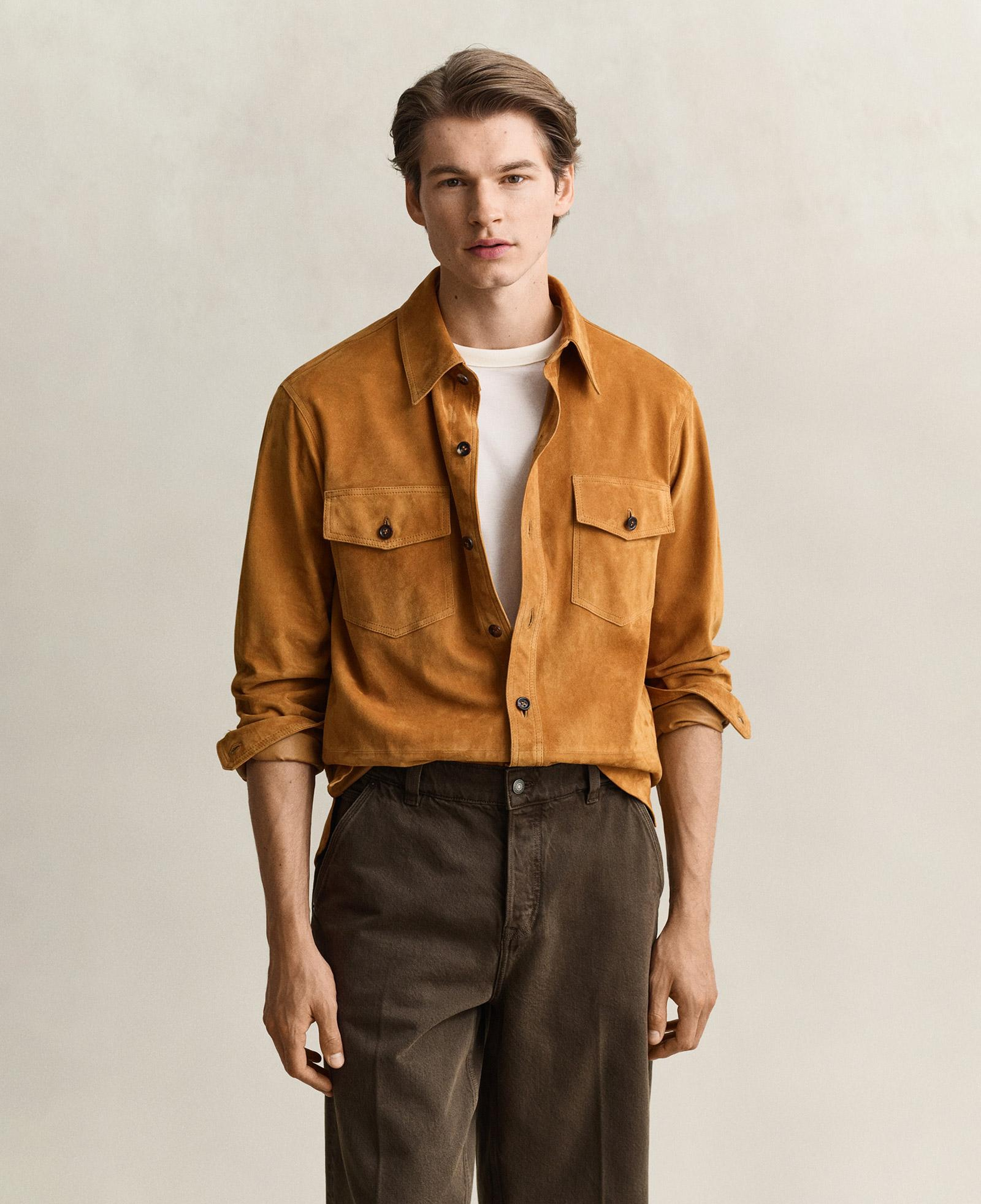 GANT Erkek Bej Relaxed Fit Süet Gömlek